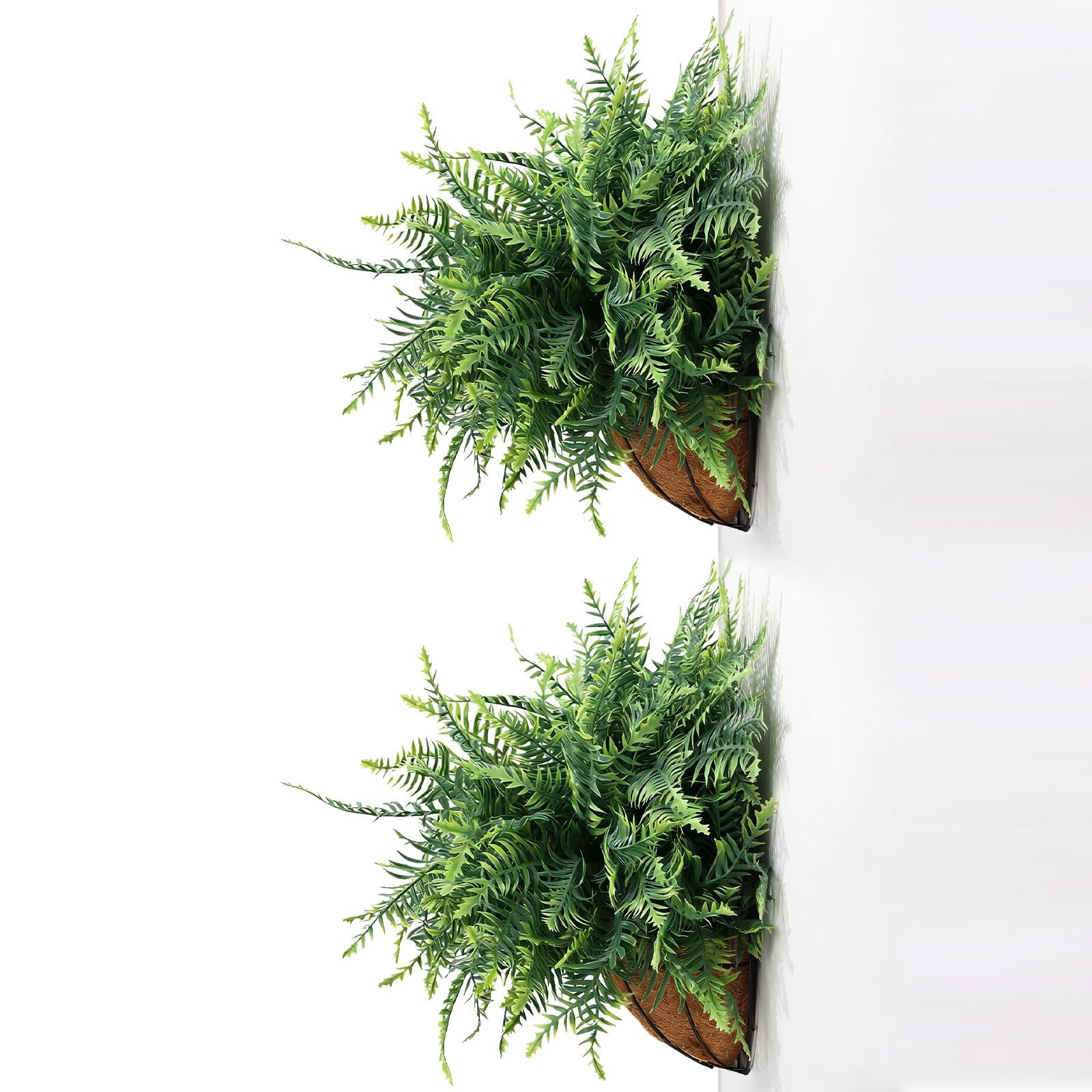 Faux Boston Fern with Hanging Basket – 18in Fake Hanging Fern, Lifelike Artif…