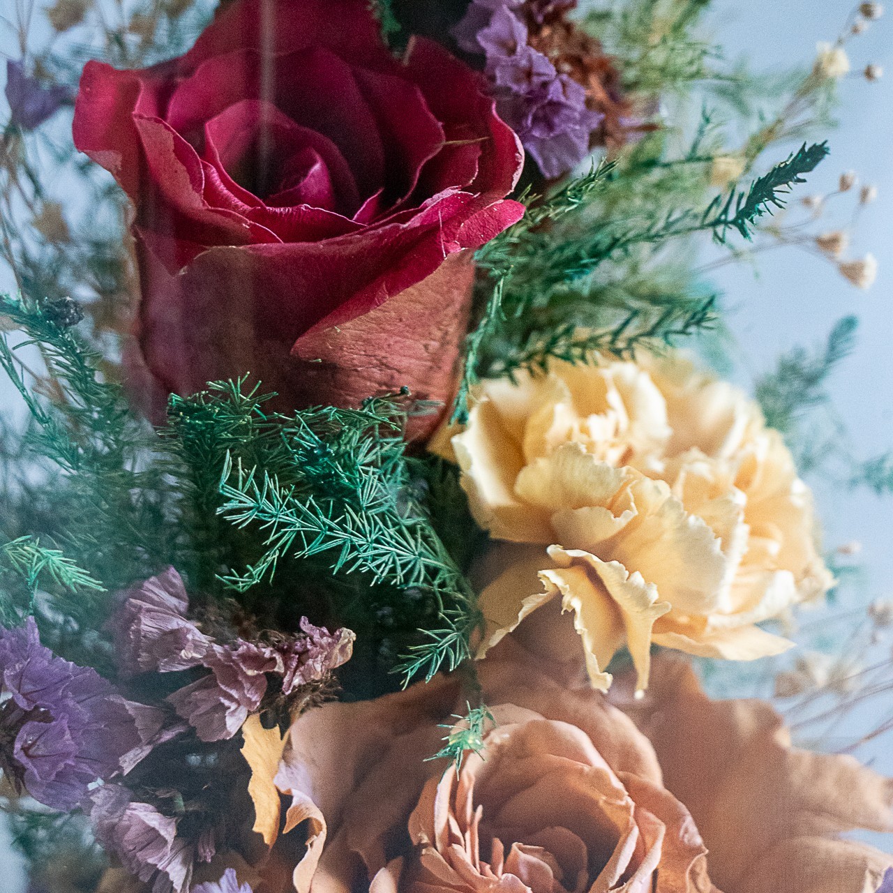 Vintage 80s 90s Natural Expressions Dried Roses Glass Terrarium Butterfly 8″x5″