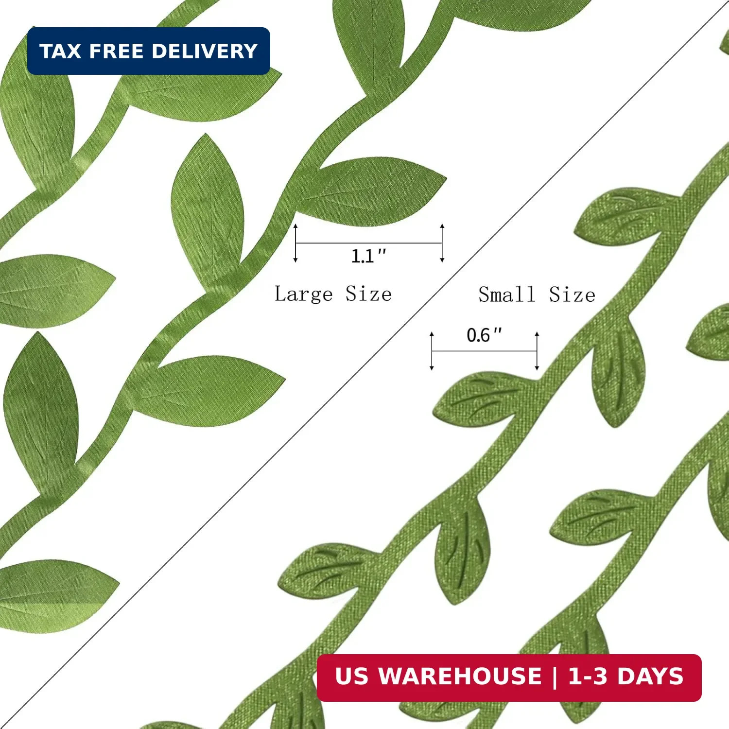 132 ft Large Leaf Trim Ribbon,Artificial Greenery Garland Vines for Baby Shower