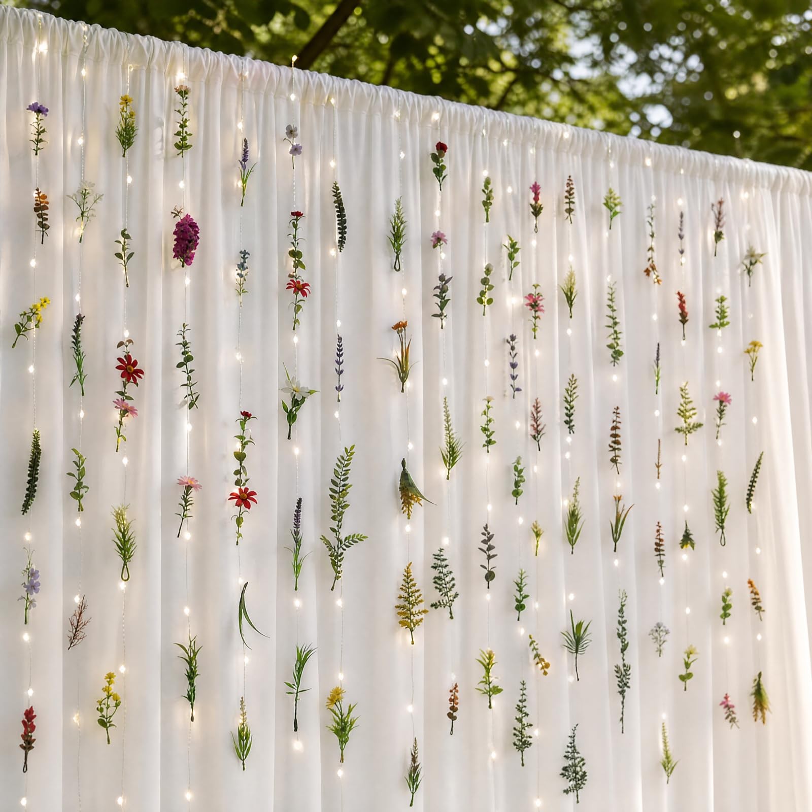 6 Pack 35.4ft Fake Flower Garland Backdrop with Lights Hanging Wildflower Flo…