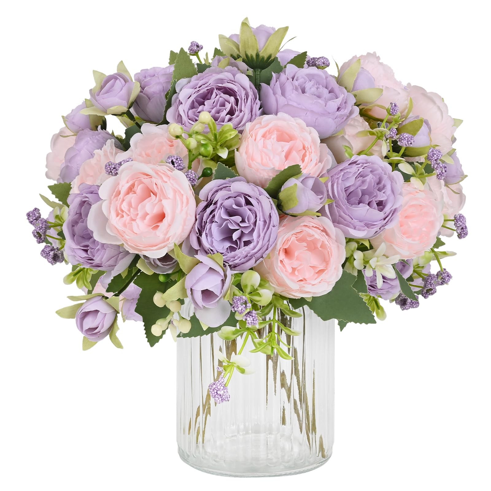 8 Packs Peonies Artificial Flowers, Pinkish-Purple Artificial Peonies, Silk P…