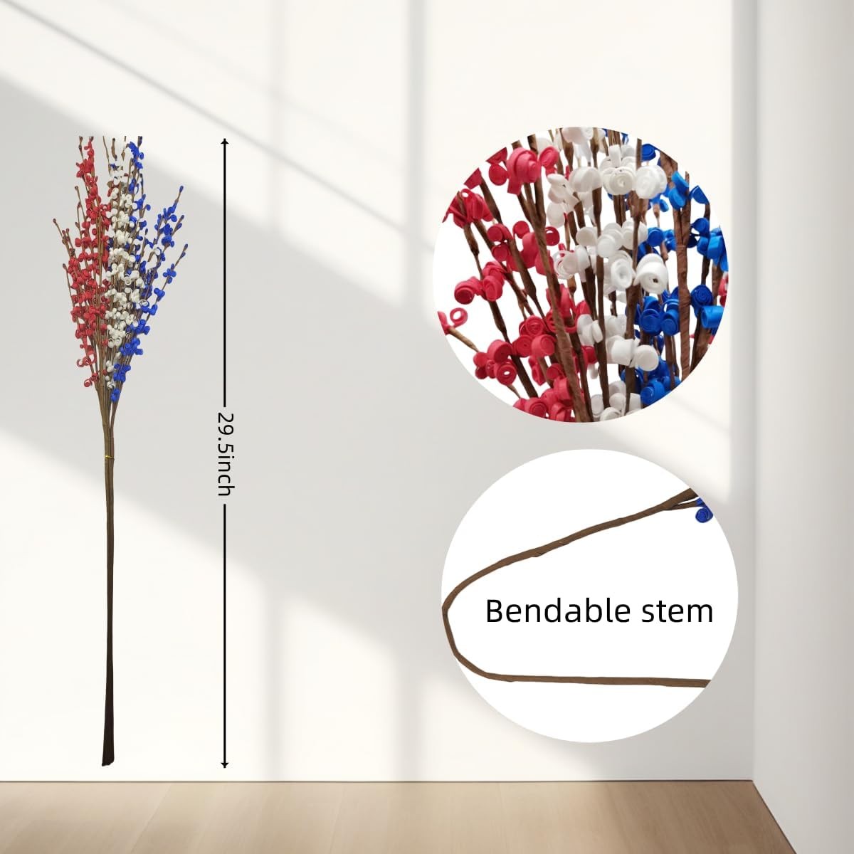 Red White and Blue Flowers Artificial Flowers, Patriotic Artificial Flower Pi…