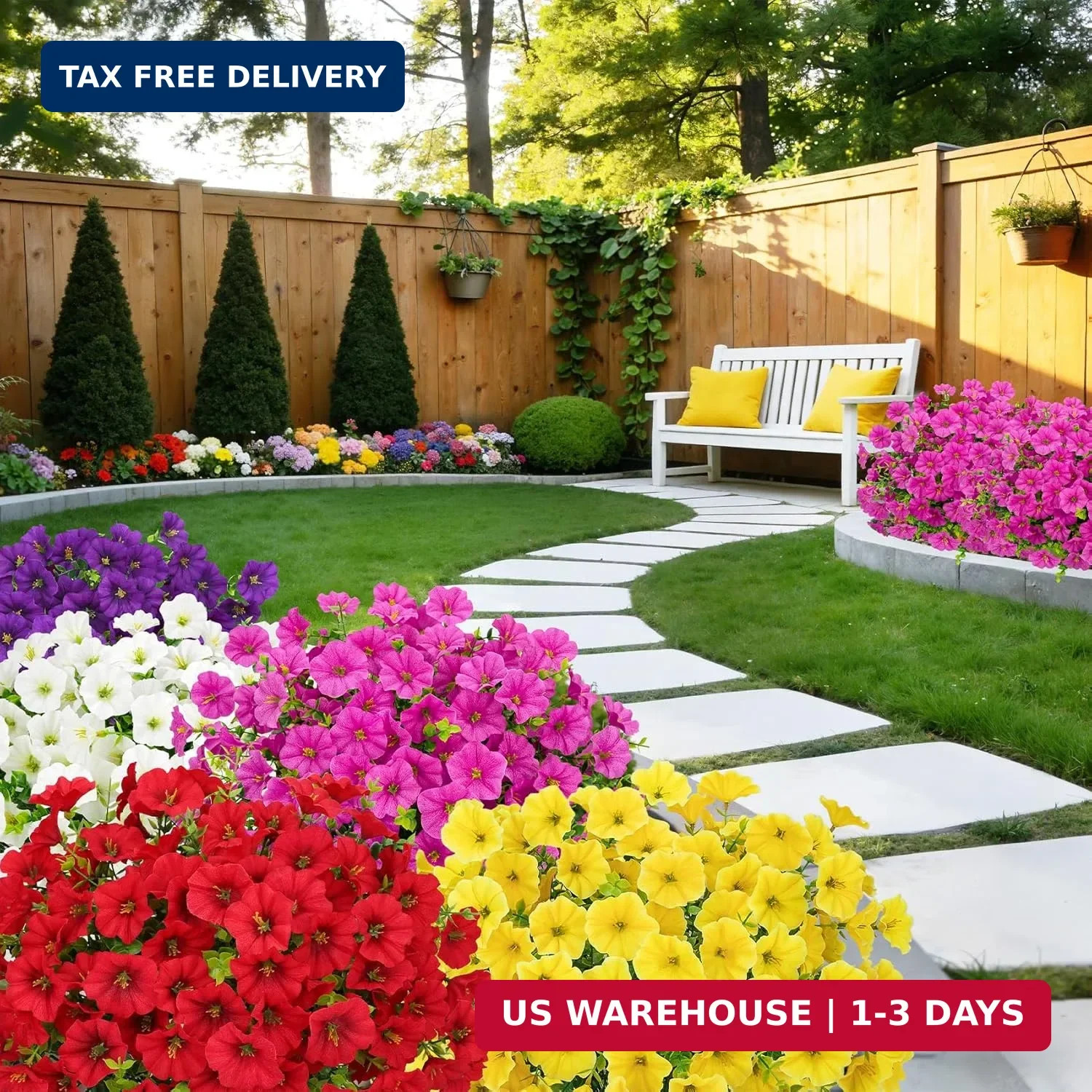 20 Bundles Artificial Flowers for Outdoors, Fake Flower UV Resistant Silk Mornin