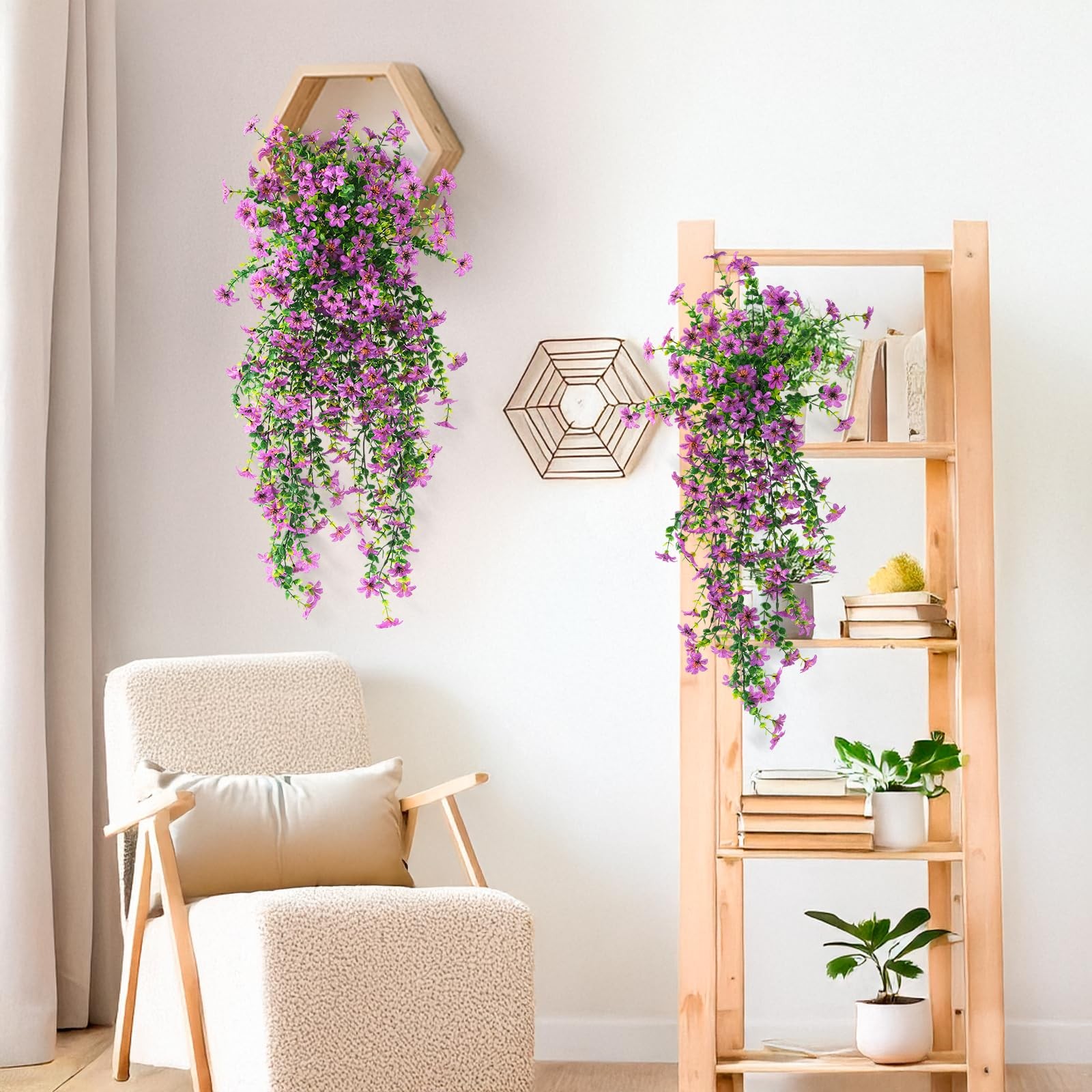 Artificial Fake Hanging Flowers Plants for Outdoor Summer Decoration,2 PCS F…