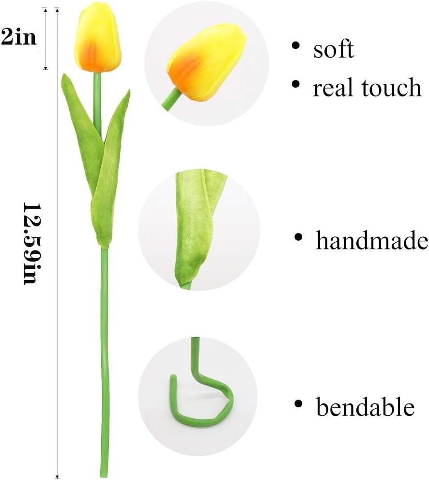 Vivid 24-Pc Faux Tulip Set – Washable, Waterproof Floral Decor for Home & Office