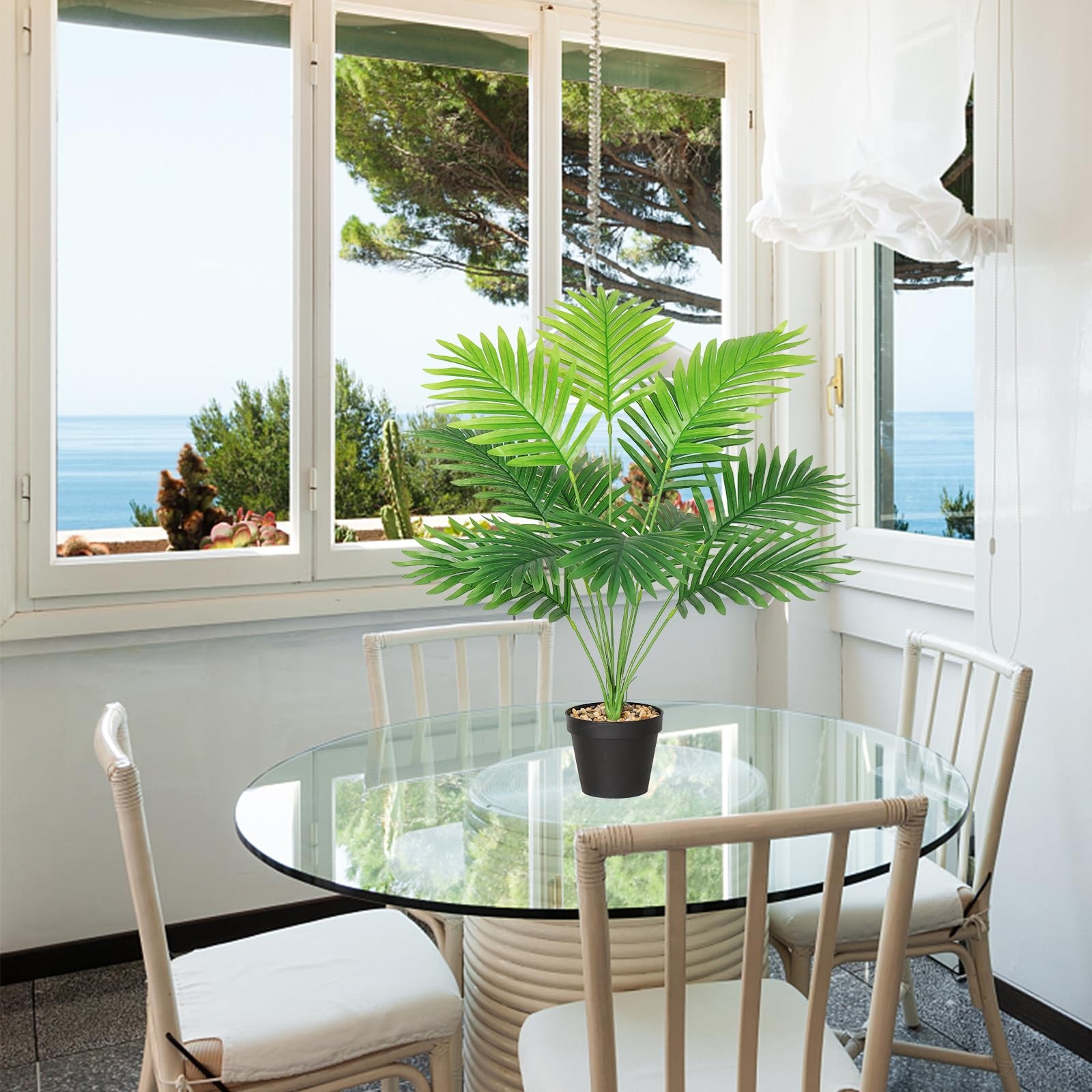 SOMYTING Set of 2 Artificial Areca Palm Plants in Pots, Fake Plants Artificial F