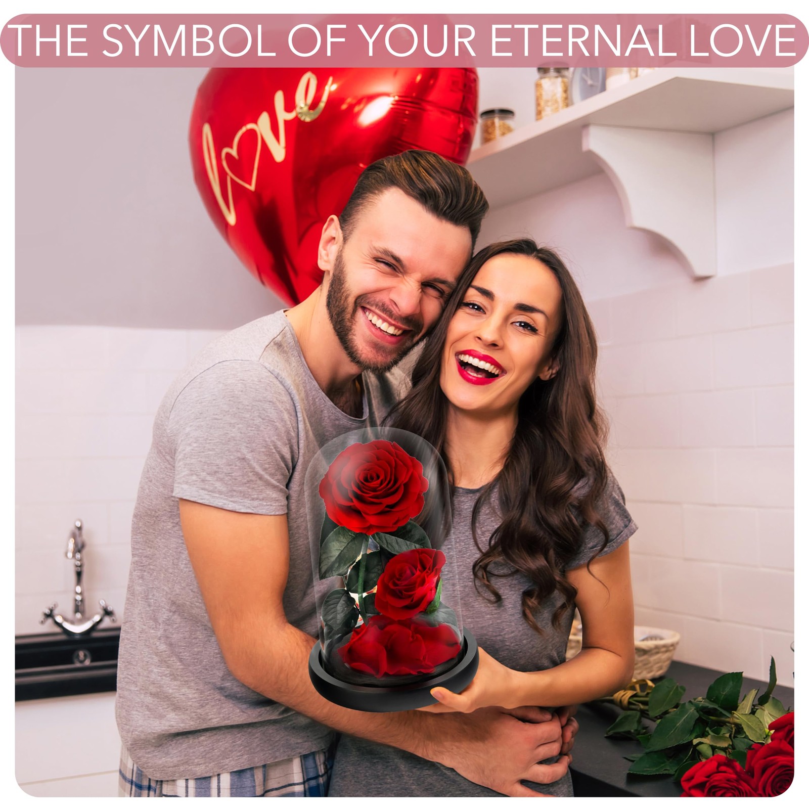 LOVAPPY Eternal Flower in a Glass Dome Preserved Rose The Perfect Forever In…