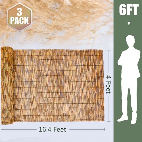 Barydat 3 Pcs Reed Fence 4×16.4ft Privacy Screen