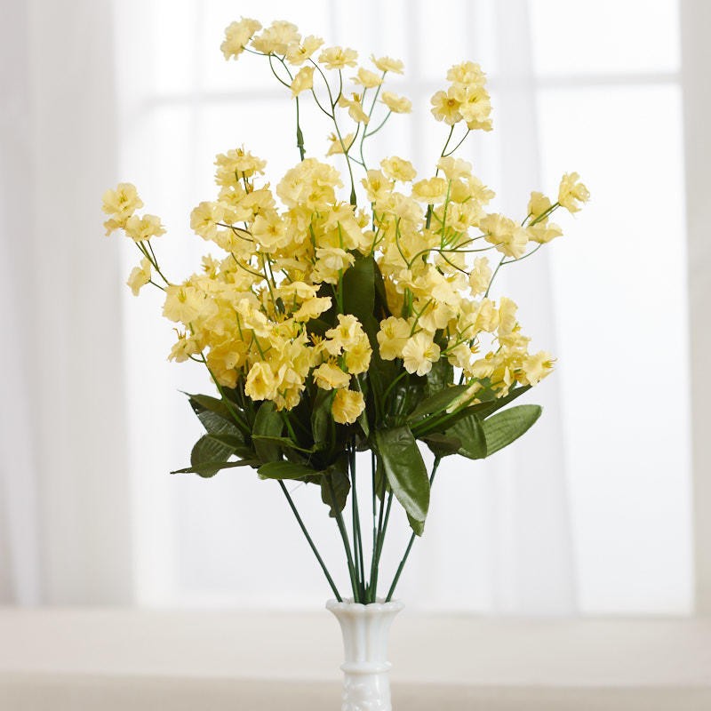 Factory Direct Craft Yellow Double Artificial Baby’s Breath Bush