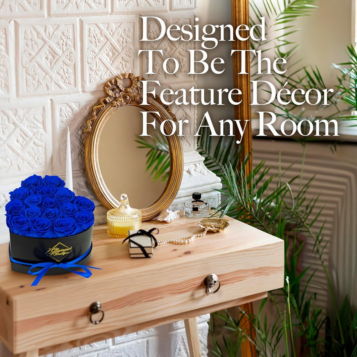 Eternal 16 Blue Roses Heart Box – Elegant Home Decor & Gift for Loved Ones