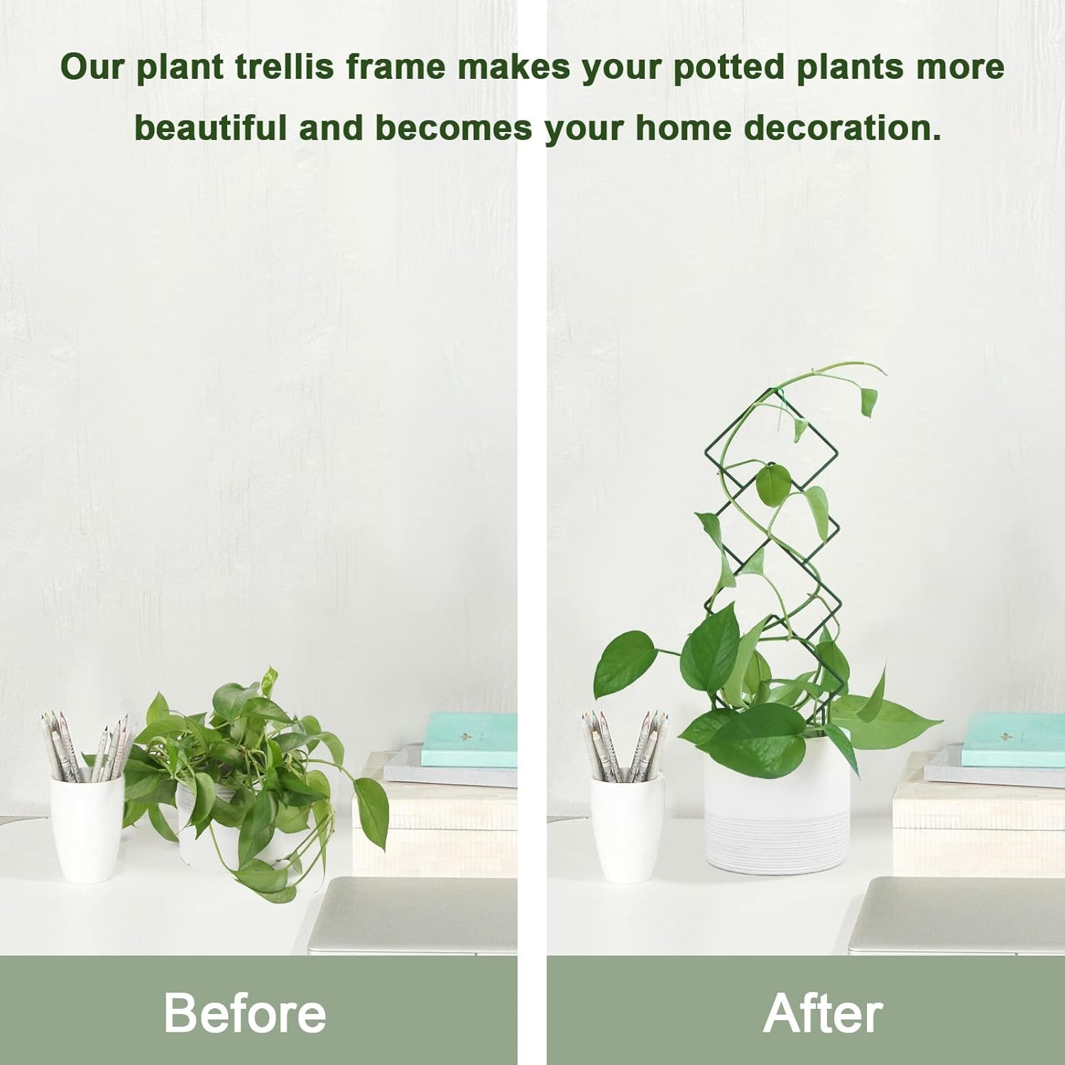 4PCS 16″ Indoor Outdoor Metal Plant Trellis for Climbing Vine Ivy