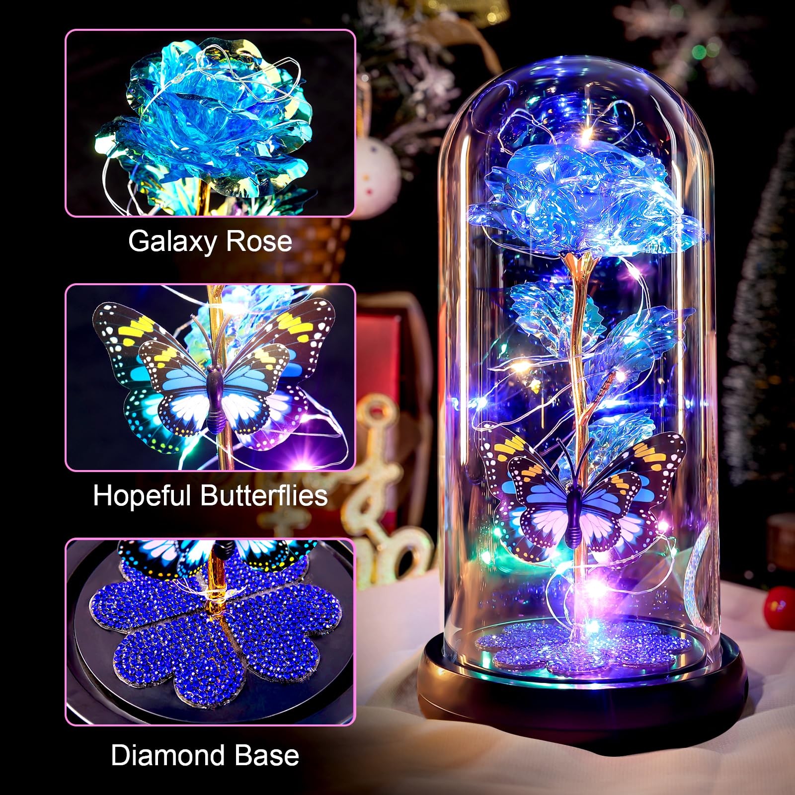 Mothers Day Rose Gifts for Mom Birthday Gift for Women, Rechargeable Galaxy G…