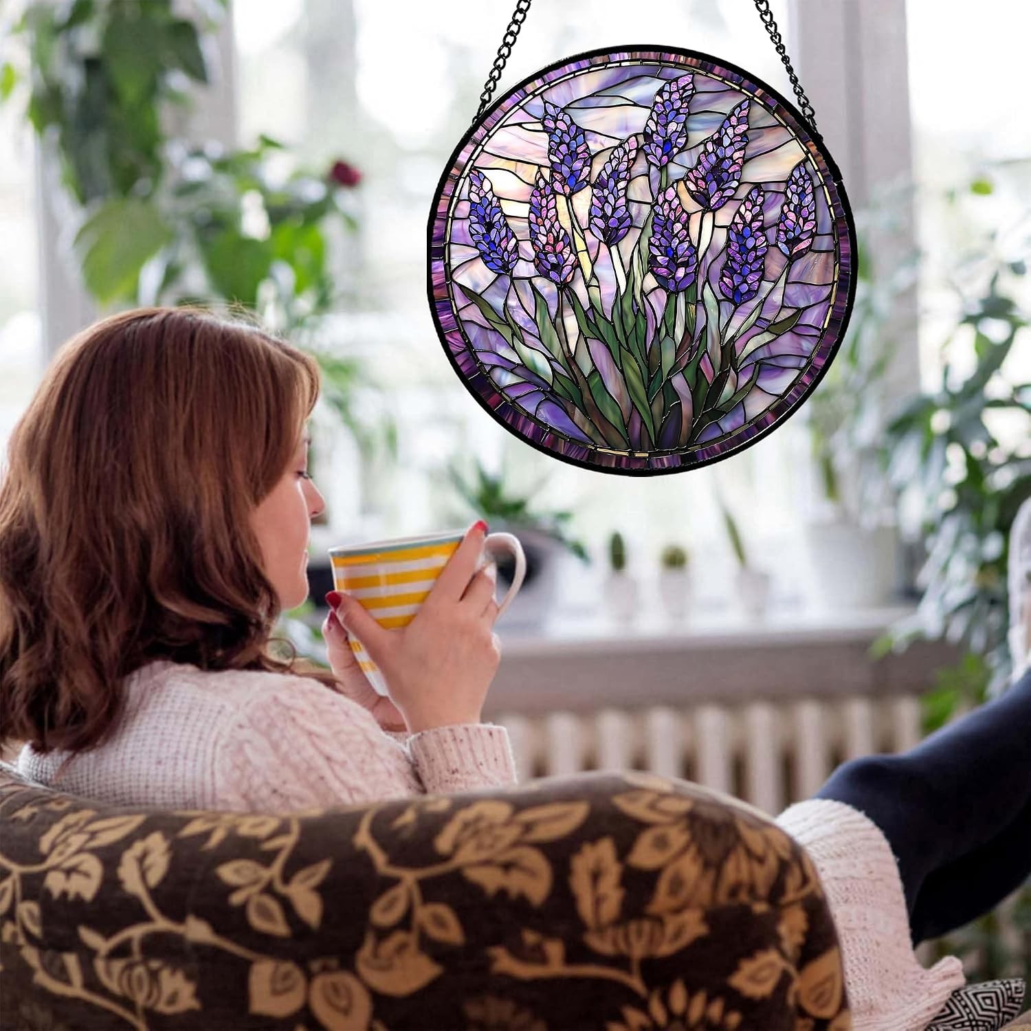 Purple Flower Suncatcher for Door Garden Decor
