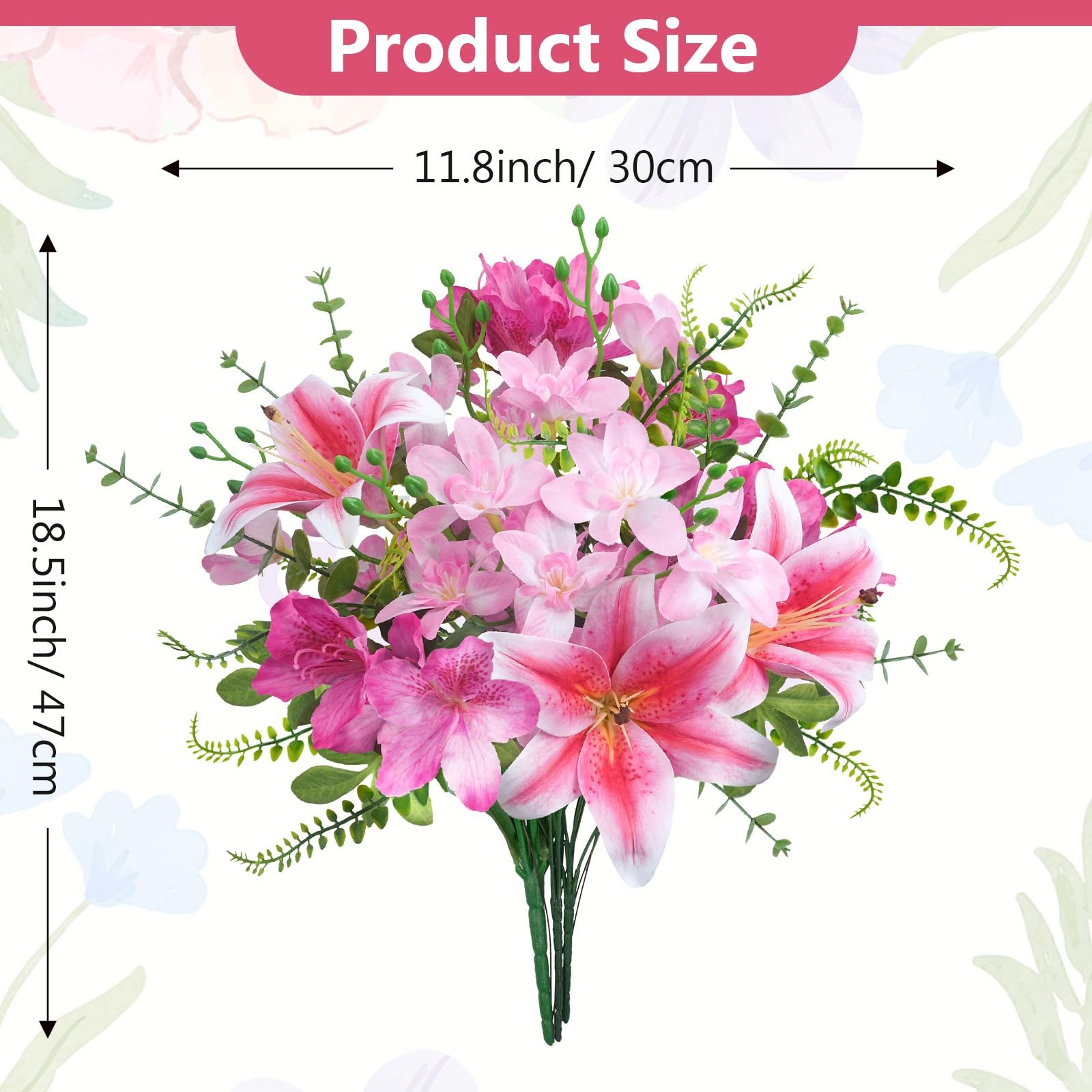 10 PCS 18.5 Inch Pink Artificial Lilies Silk Fake Flowers Bouquet Spring Decor