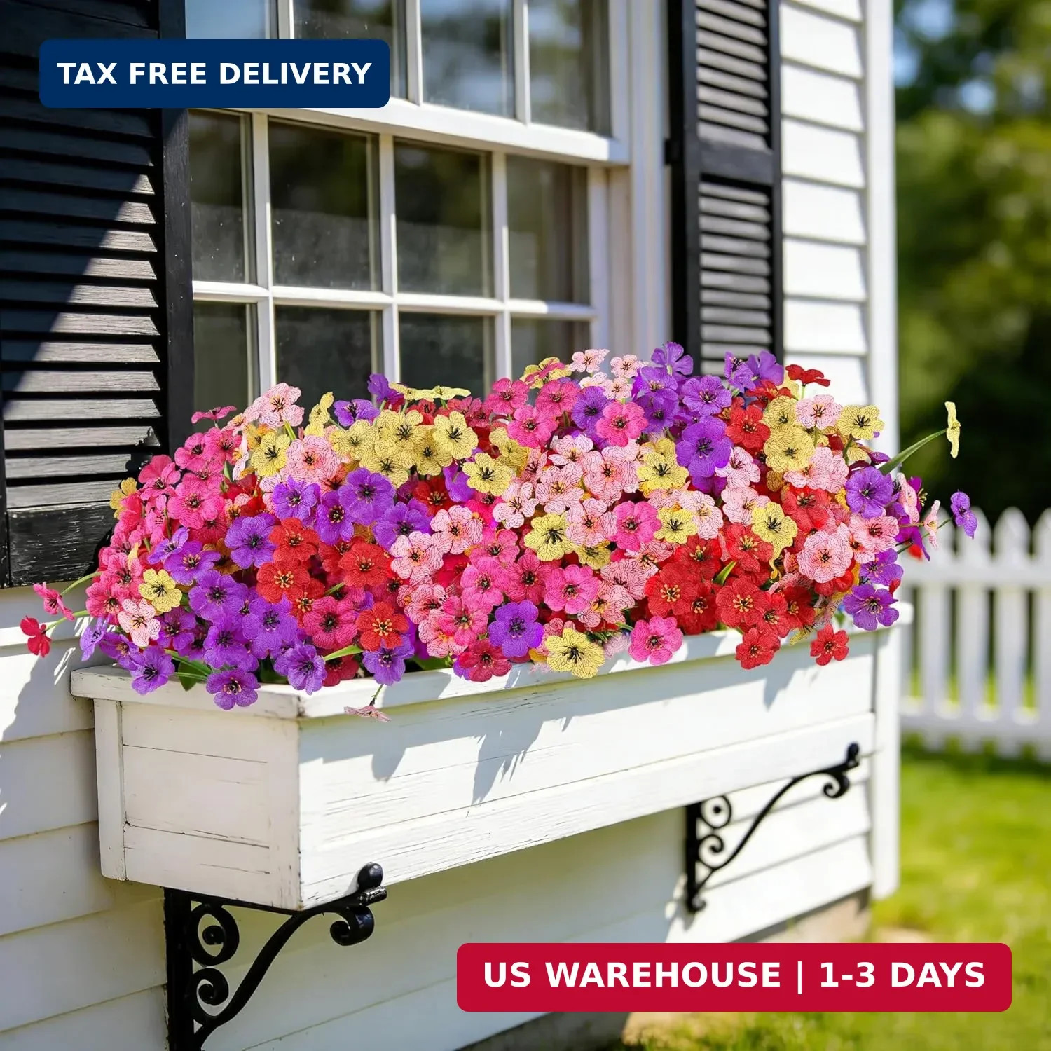 AmyHomie 20 Bundles Artificial Flowers for Outdoors, UV Resistant Fake Flowers N