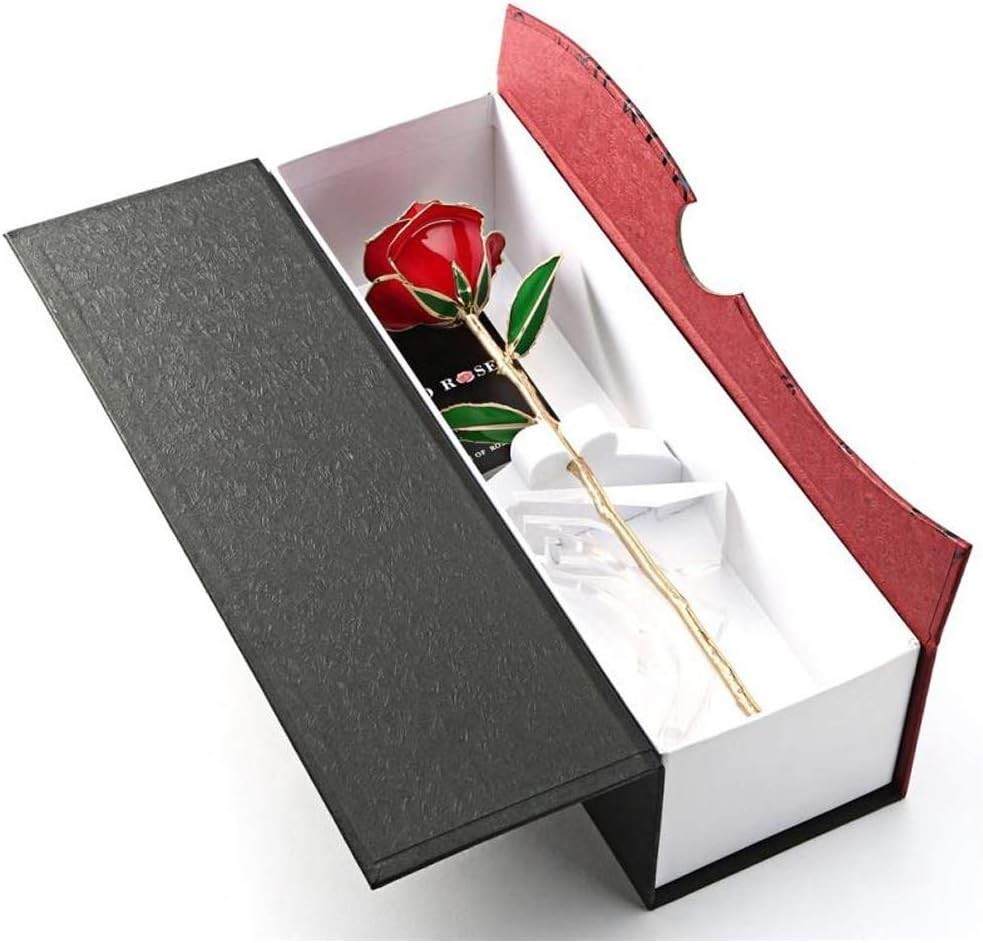 Valentines Day Gifts for Her Real Rose Dipped in 24K Gold Preserved Rose Flow…