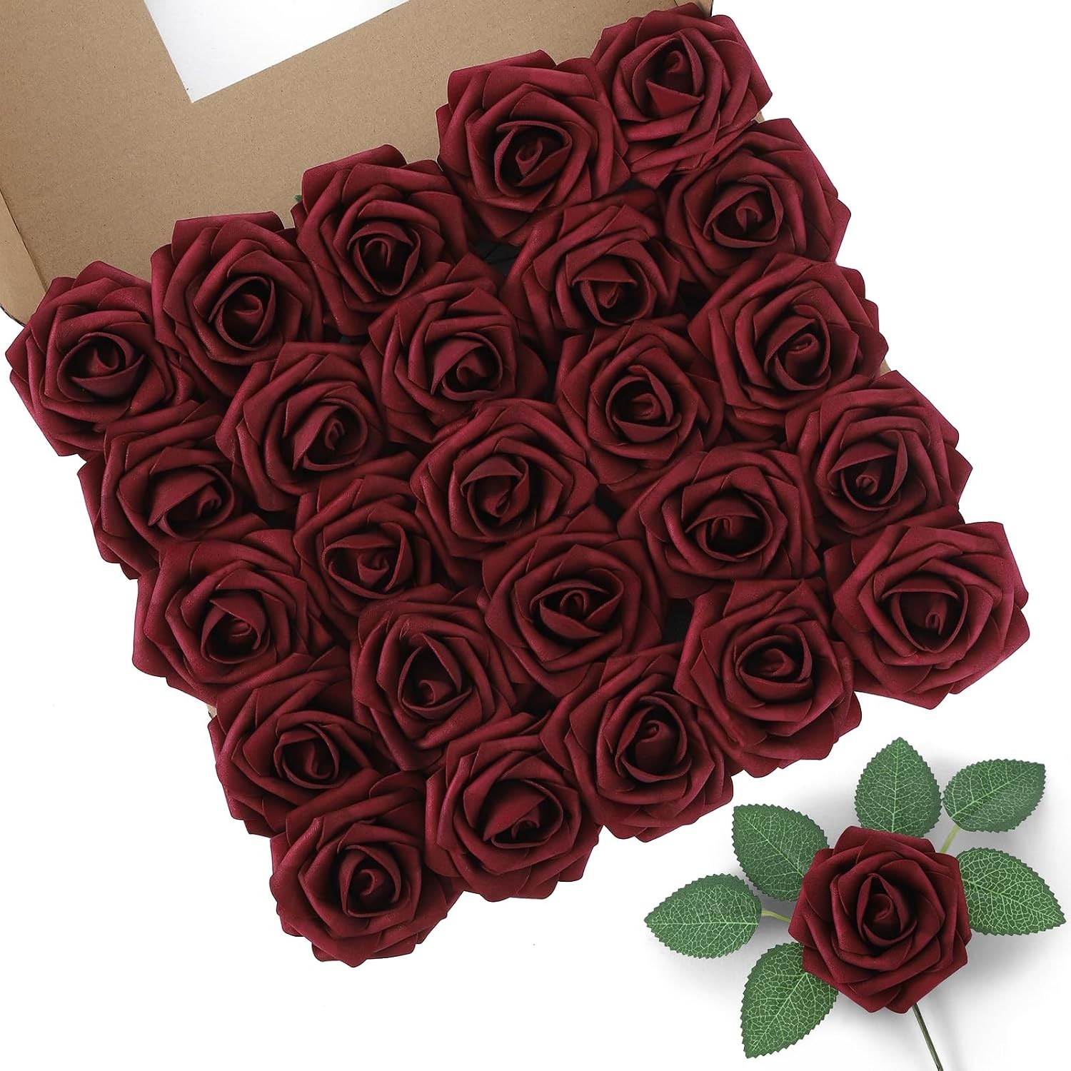 Artificial Roses Fake Roses with Stems Real Touch Foam Flowers Arrangements