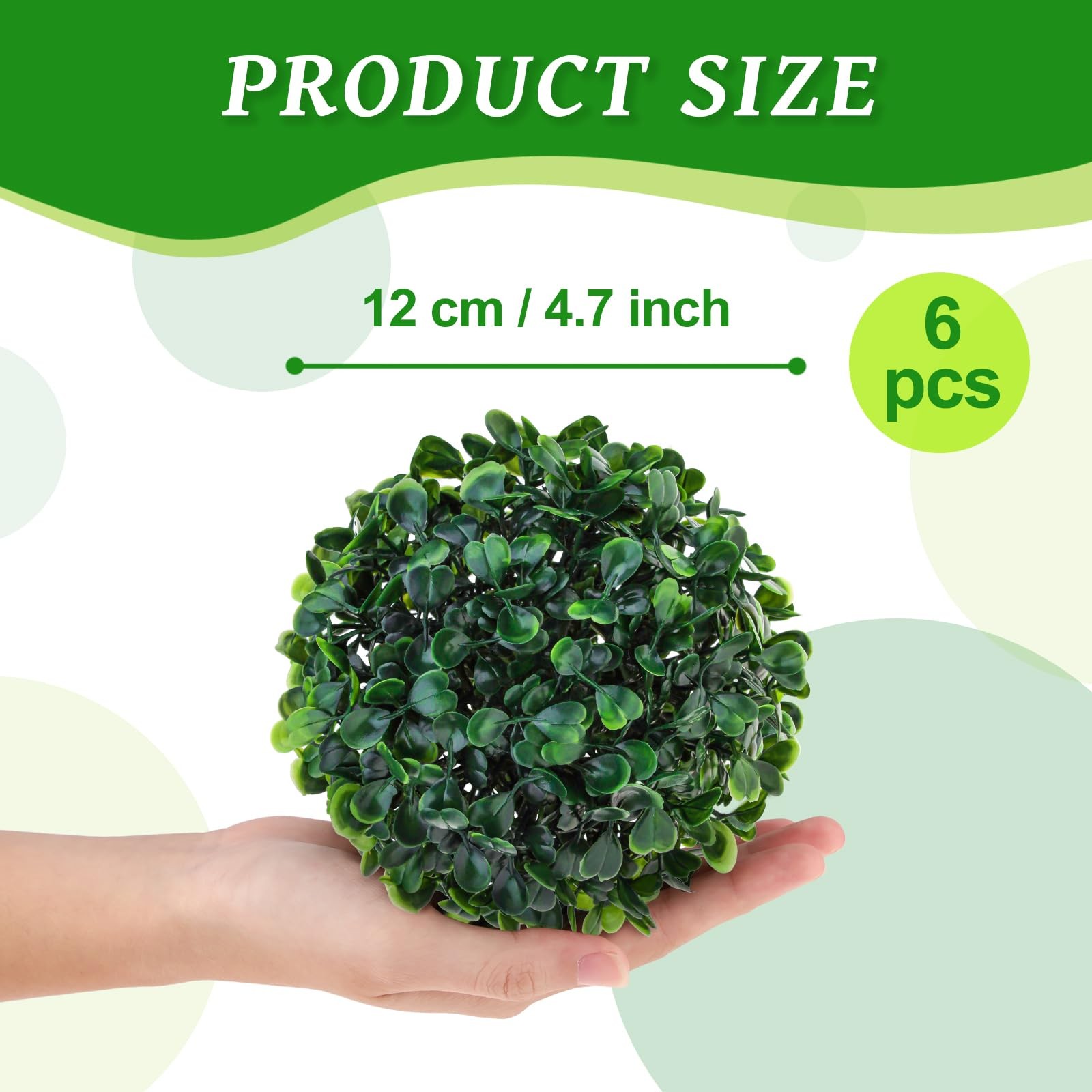 6 Pack Small Artificial Boxwood Balls 4.7 Inch Topiary Faux Greenery Decor