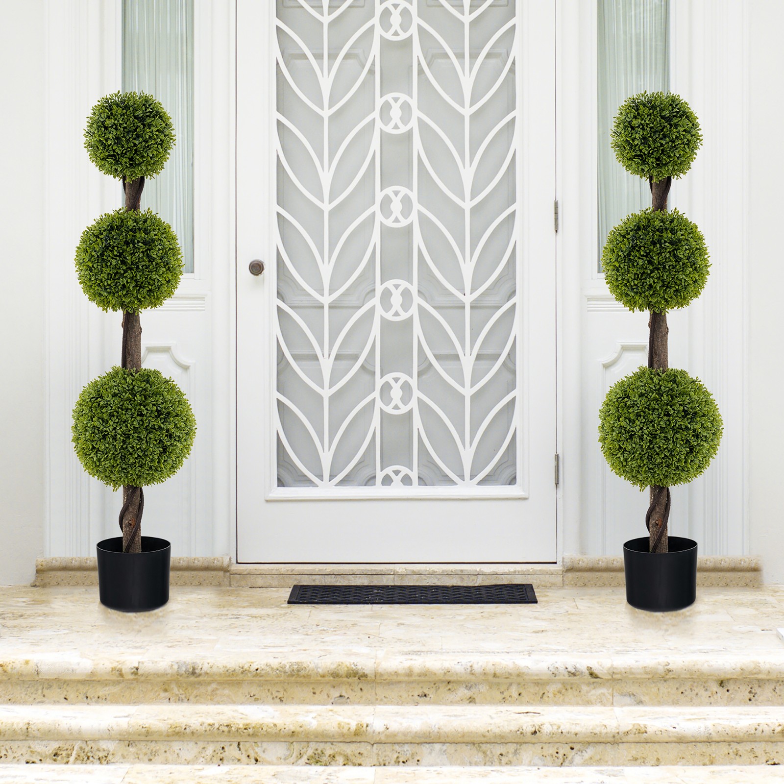4 FT Artificial Boxwood Topiary Ball Tree w/ Weighted Pot Faux Cypress Tree