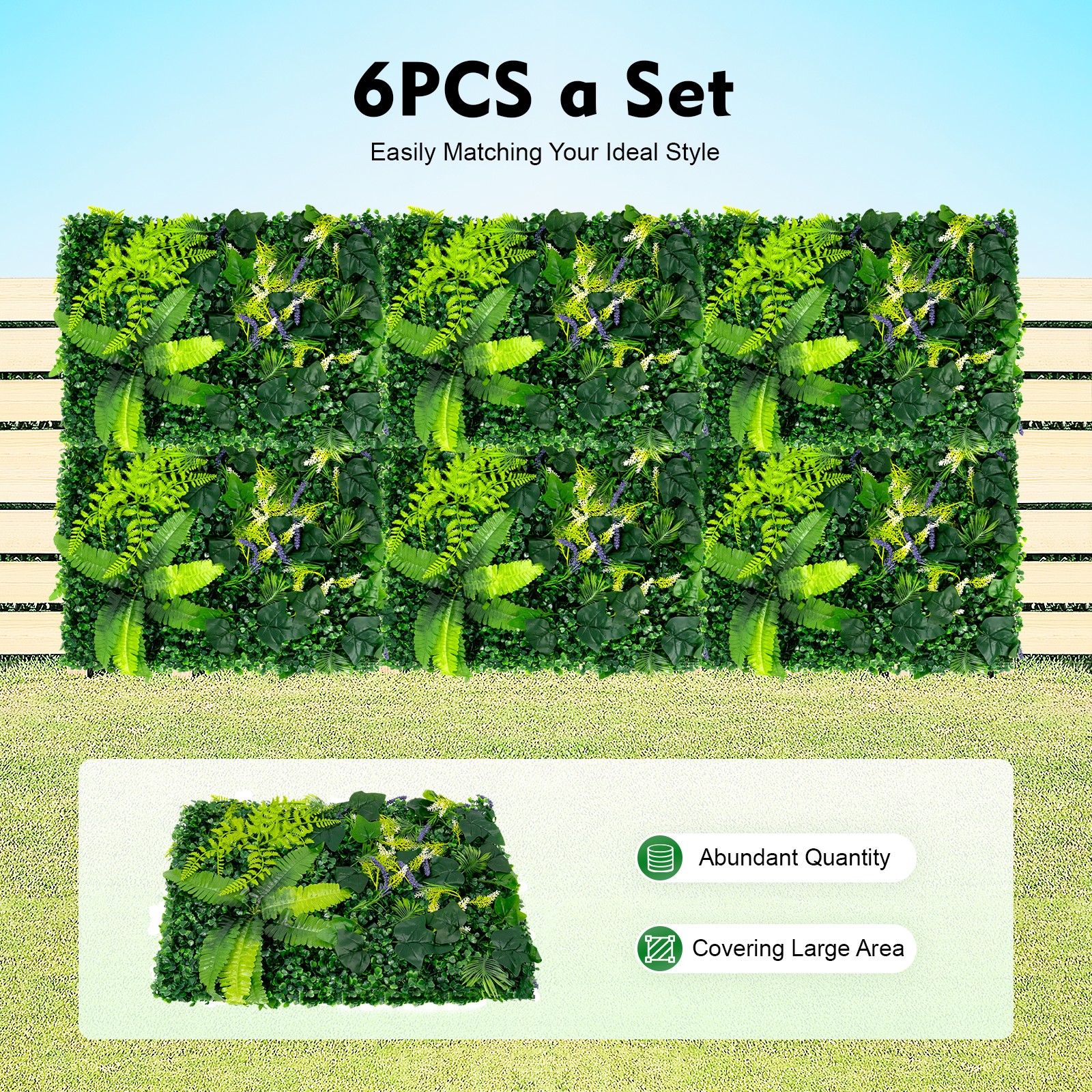 6PCS Greenery Walls, Artificial Greenery Wall, Artificial Grass Backdrop Wall