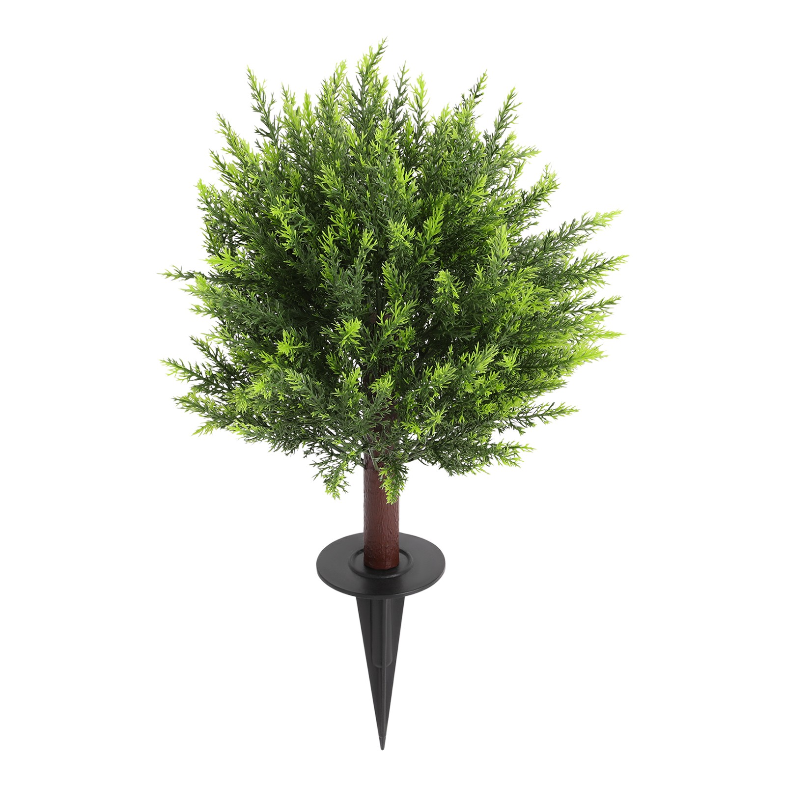 2 pcs 19x16x26.5in Faux Evergreen Trees Shrubs Artificial Plants w/ Ground Spike