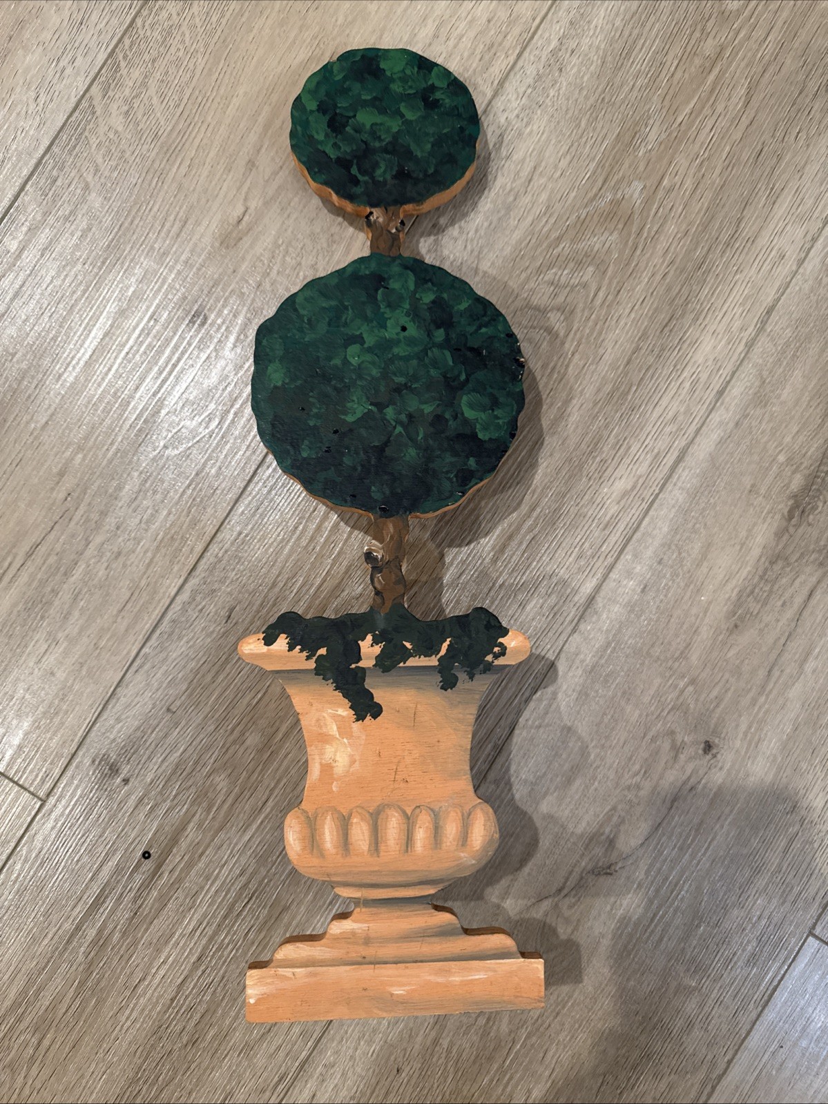“Wooden Hand-Painted Topiary Stand”