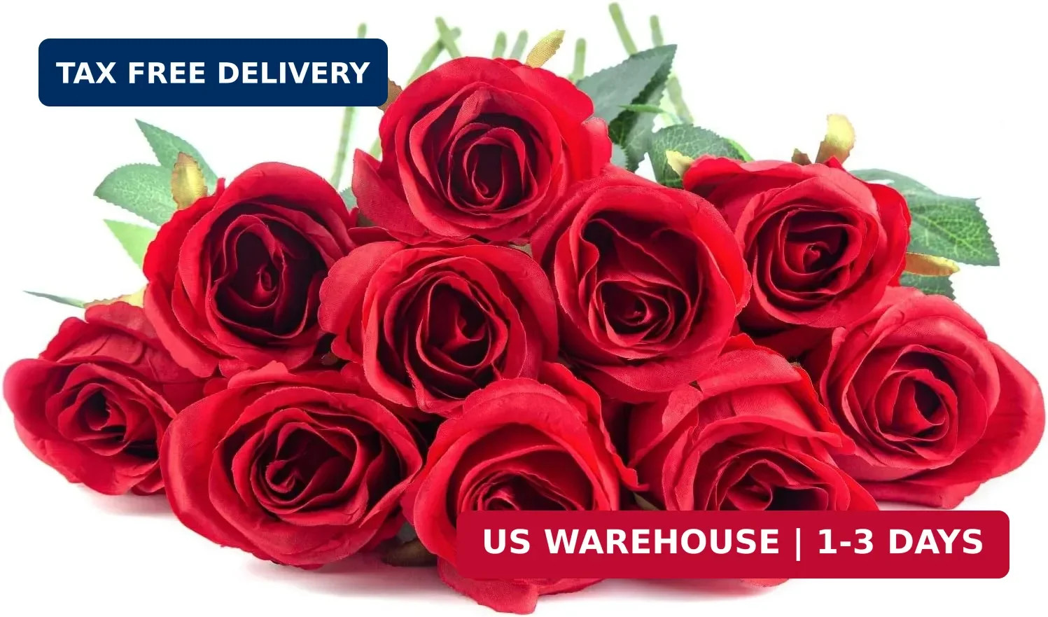 Flojery 10pcs Artificial Rose Flowers Long Stem Fake Silk Roses for DIY Wedding