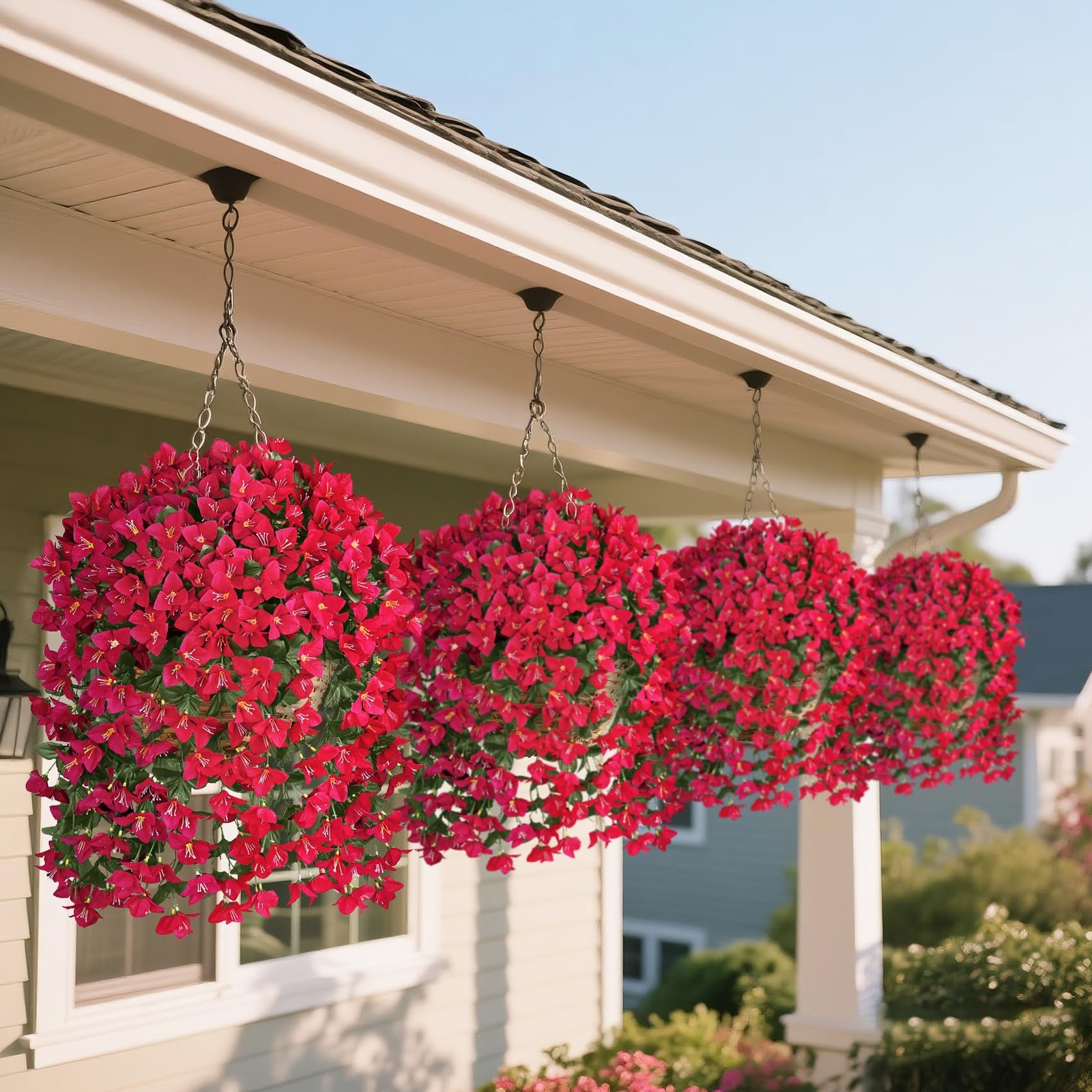 3 Pcs Artificial Hanging Bougainvillea Flowers for Outdoors, Fake Hanging Pla…