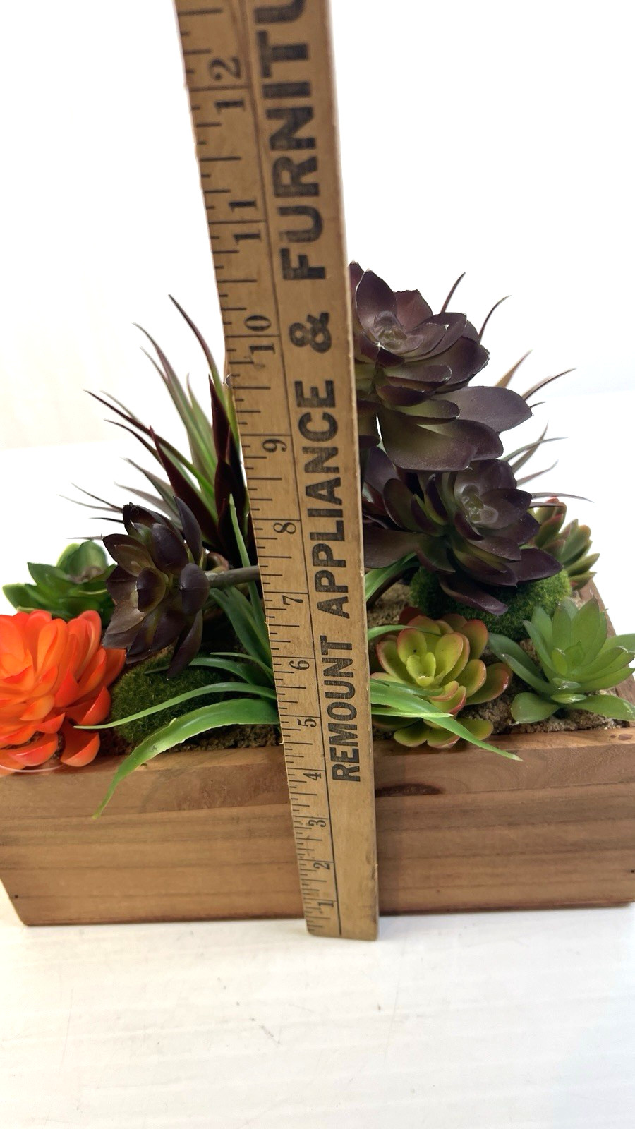 Decorative Faux Succulent Arrangement Home Decor Wooden Planter Box Rustic