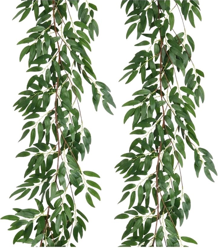 RECUTMS Artificial Willow Leaves Vine Twigs 2Pcs 5.9Ft Fake Hanging Ivy…