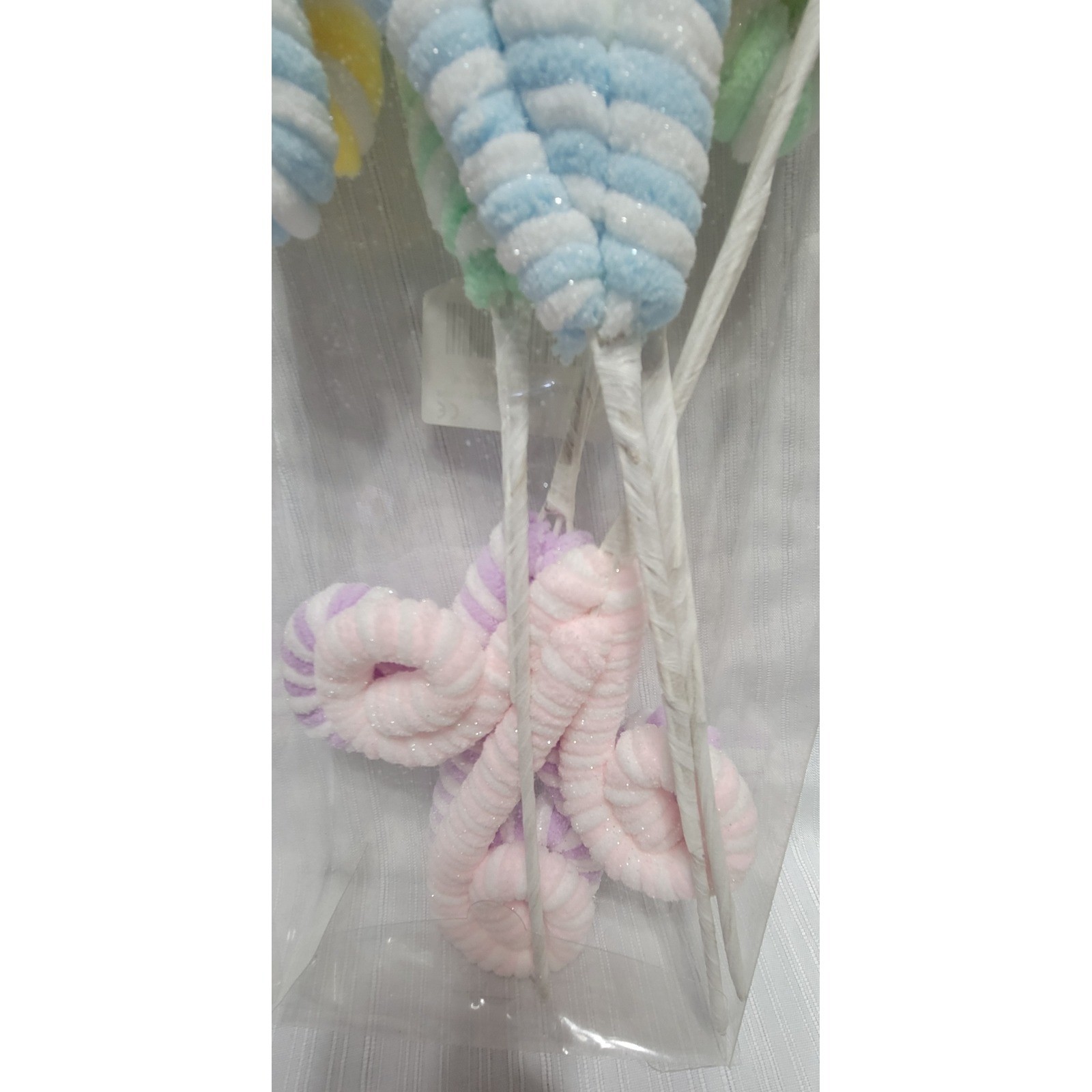 Pastel Striped Curly Floral Picks Glitter Wreath Decor Stems 2 Pack