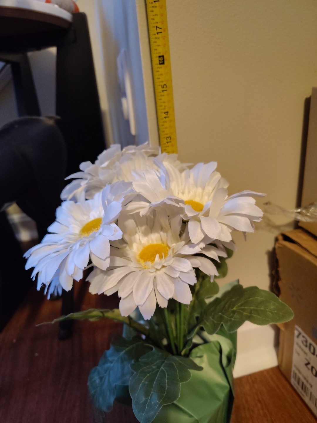 Artificial White Daisy In Pot With Paper