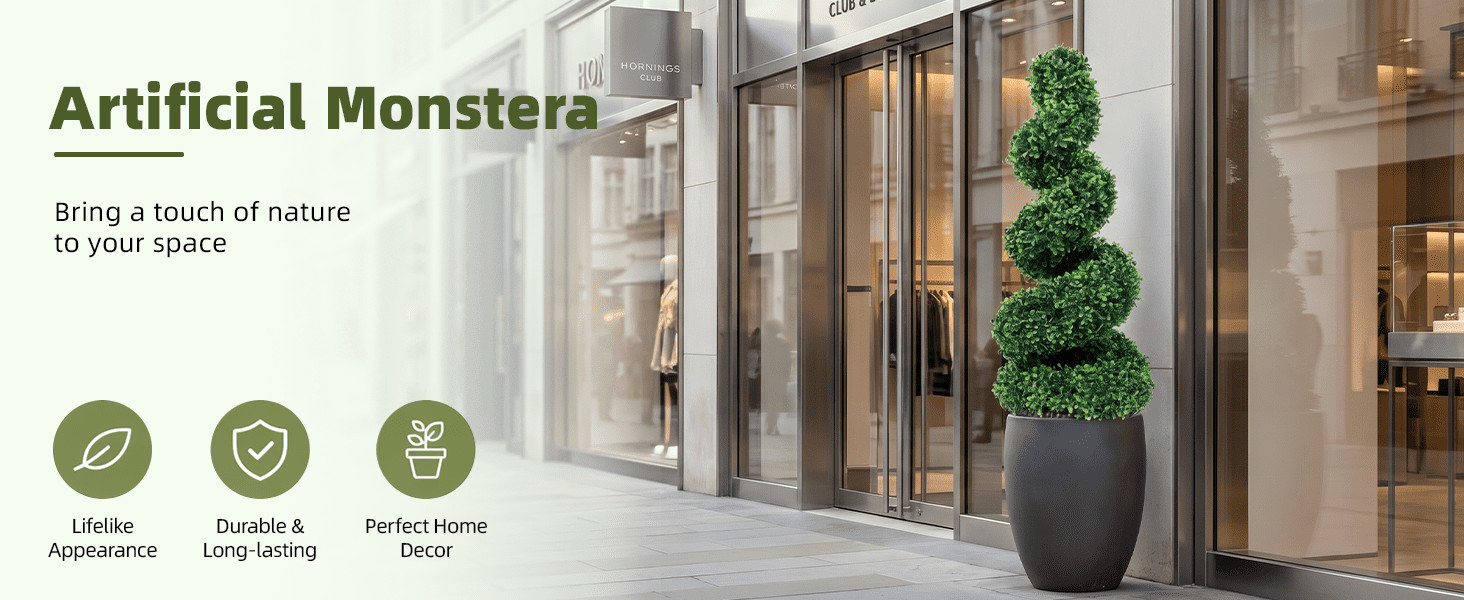 35in Artificial Boxwood Spiral Tree Green Topiary Plant for Indoor/Outdoor Decor