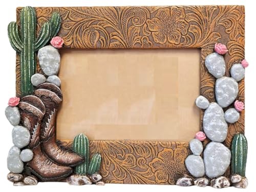 4×6 Western Boots and Cactus Picture Frame – Western Home Decor Items –