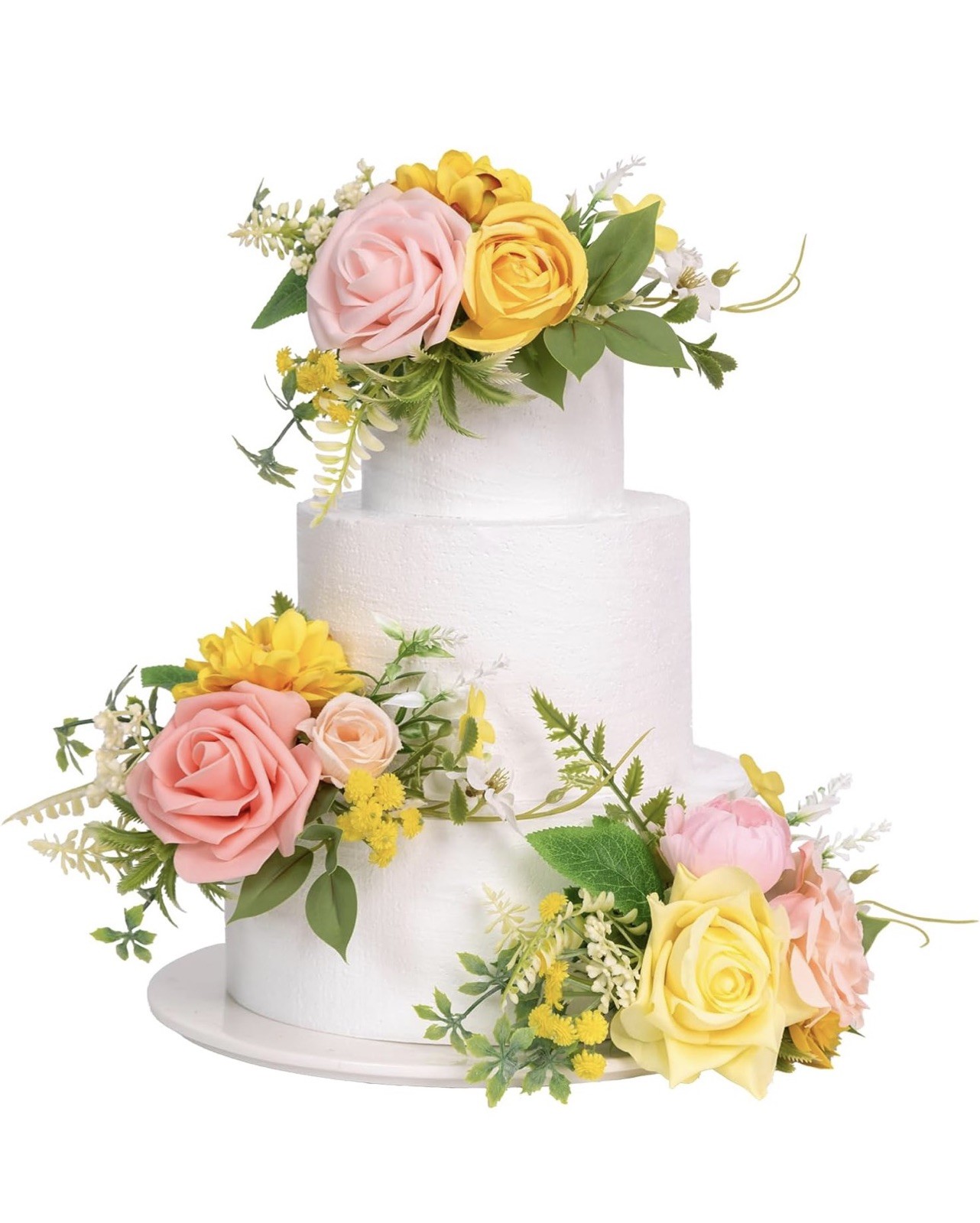 TINGE TIME 3Pcs Pre-made Cake Toppers, Silk Artificial Flowers Decor, Cake De…