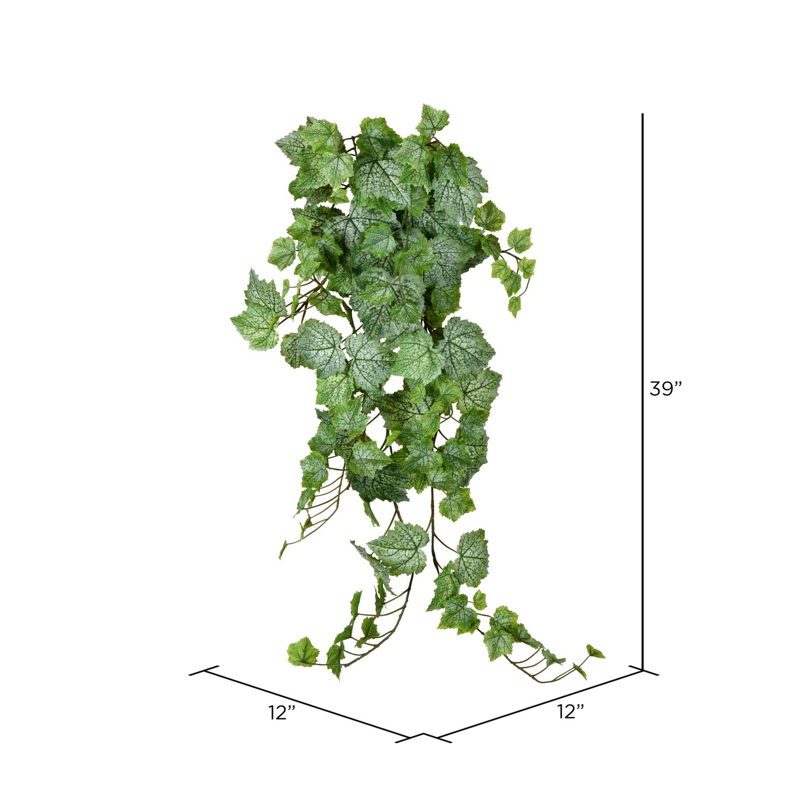 Vickerman 39″ Fabric Artificial Grape Leaf Ivy Hanging Bush in Green/White