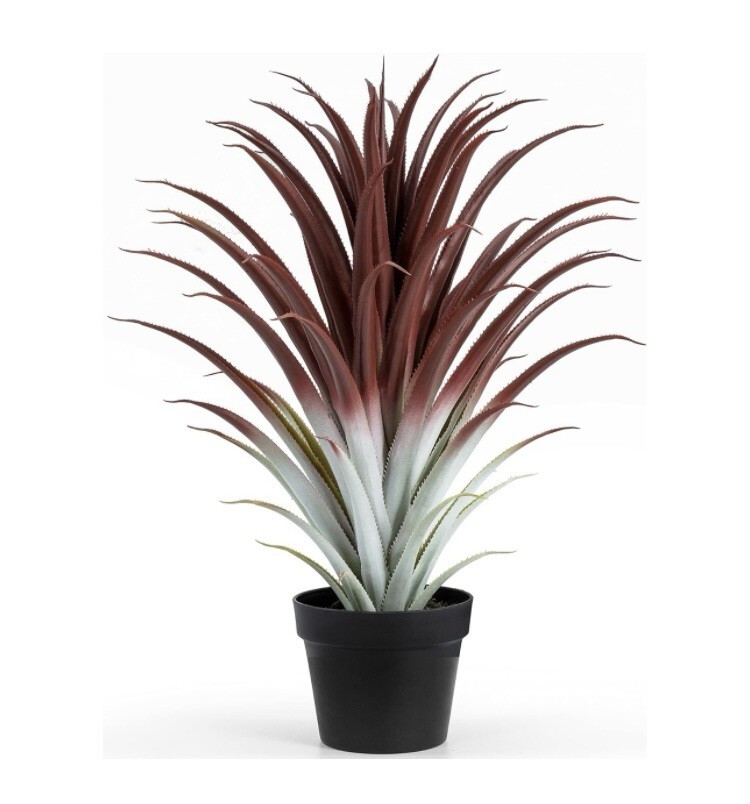 Hyper Realistic Big Red Artificial Aloe Vera Plant 26 Inches Tall. Large Faux