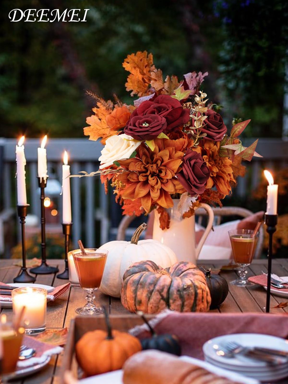 Artificial Flowers Combo Box Set Fall Fake Flowers Silk Mix Roses Peonies wit…