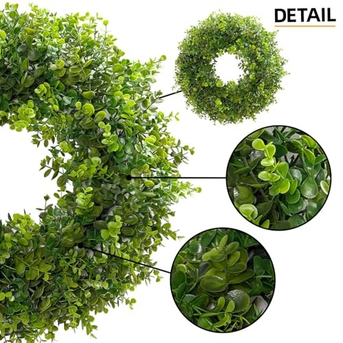 18 Inch Boxwood Wreath for Front Door-Artificial Spring 02-18 Inch Green