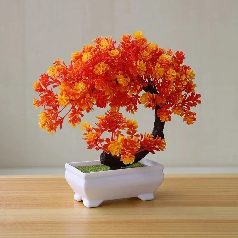 Artificial Bonsai Tree Potted Plant Fake Flowers Home Table Garden Decoration