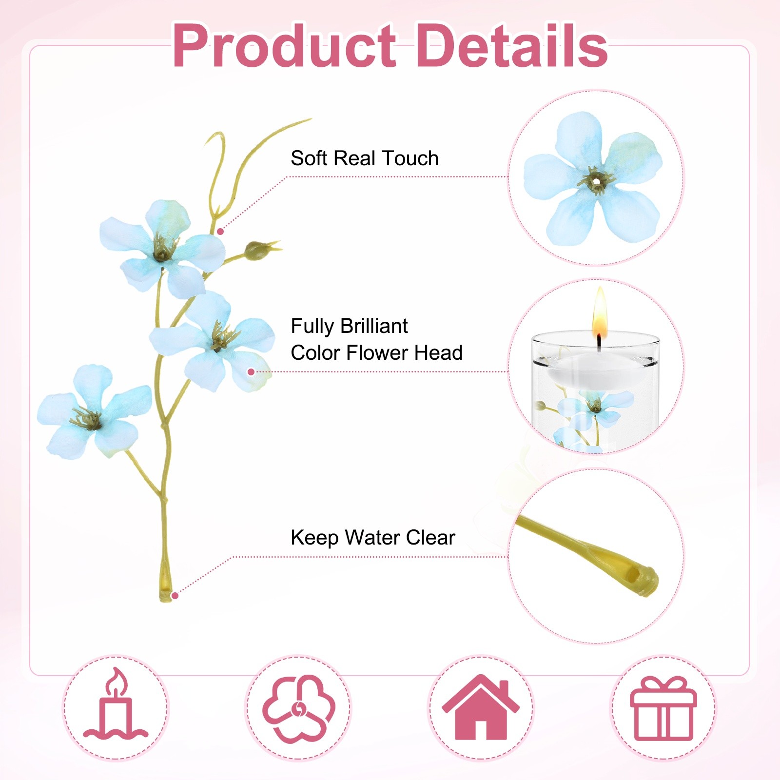 16-Pack Artificial Orchid Flowers Faux Silk Pea Flowers for Home[Blue Green]