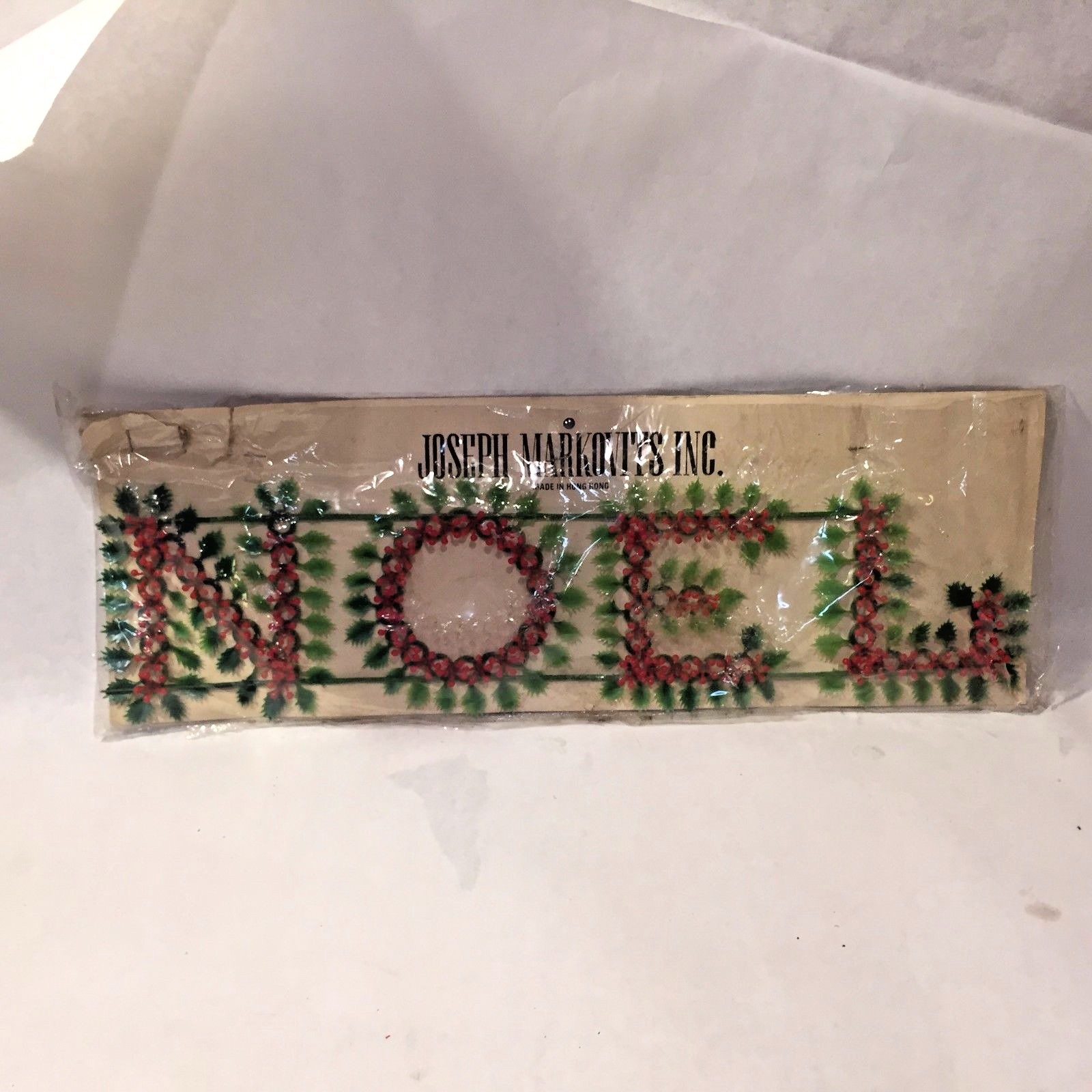 Vtg MCM Xmas Retro Plastic Holly Berries NOEL Sign Plaque Joseph Markovits NOS
