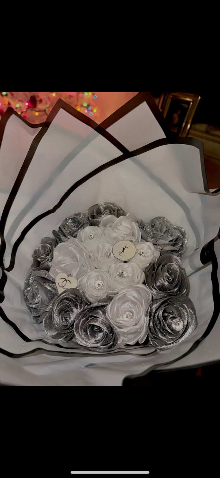 Ribbon rose bouquet, bouquet, flowers, roses, multiple sizes, multiple colors