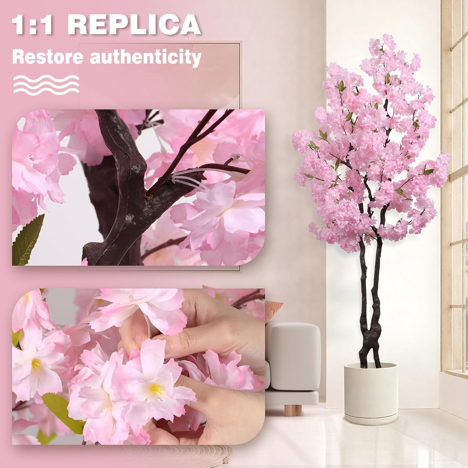 6Ft Faux Pink Cherry Blossom Tree – Realistic Artificial Sakura Decor