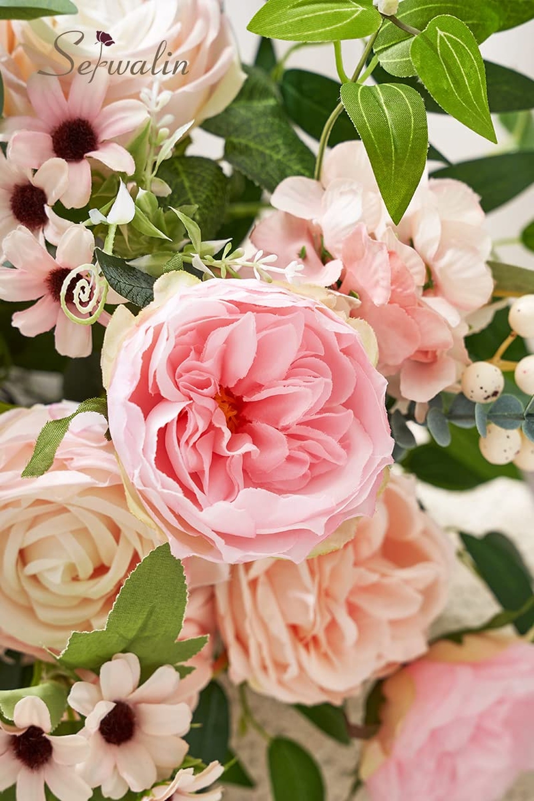 Serwalin Artificial Flowers Pink Wedding Flowers Silk Flowers with Stems Fake…