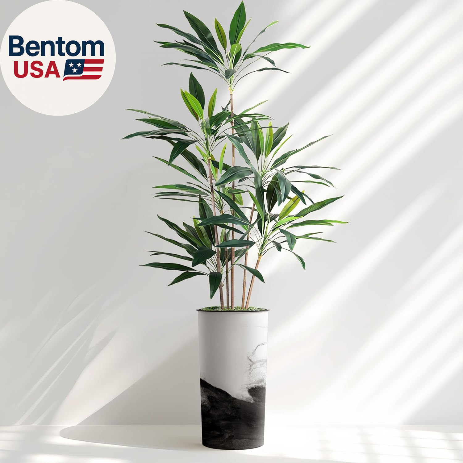 Artificial Tree in Contemporary Planter, Fake Dracaena Tree Silk Tree for Indoor