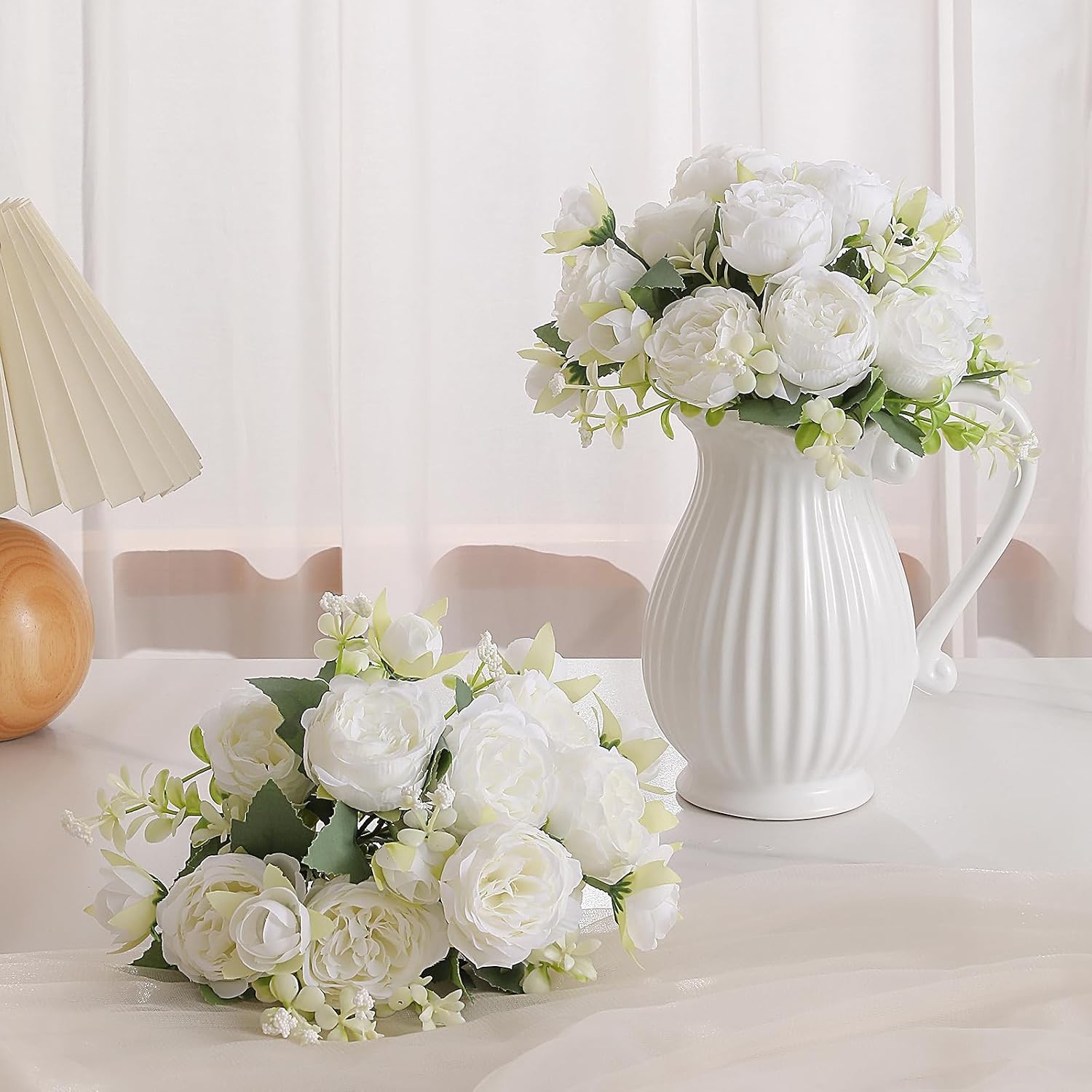 Artificial Flowers Vintage Faux Peony Bouquet, [2] Packs