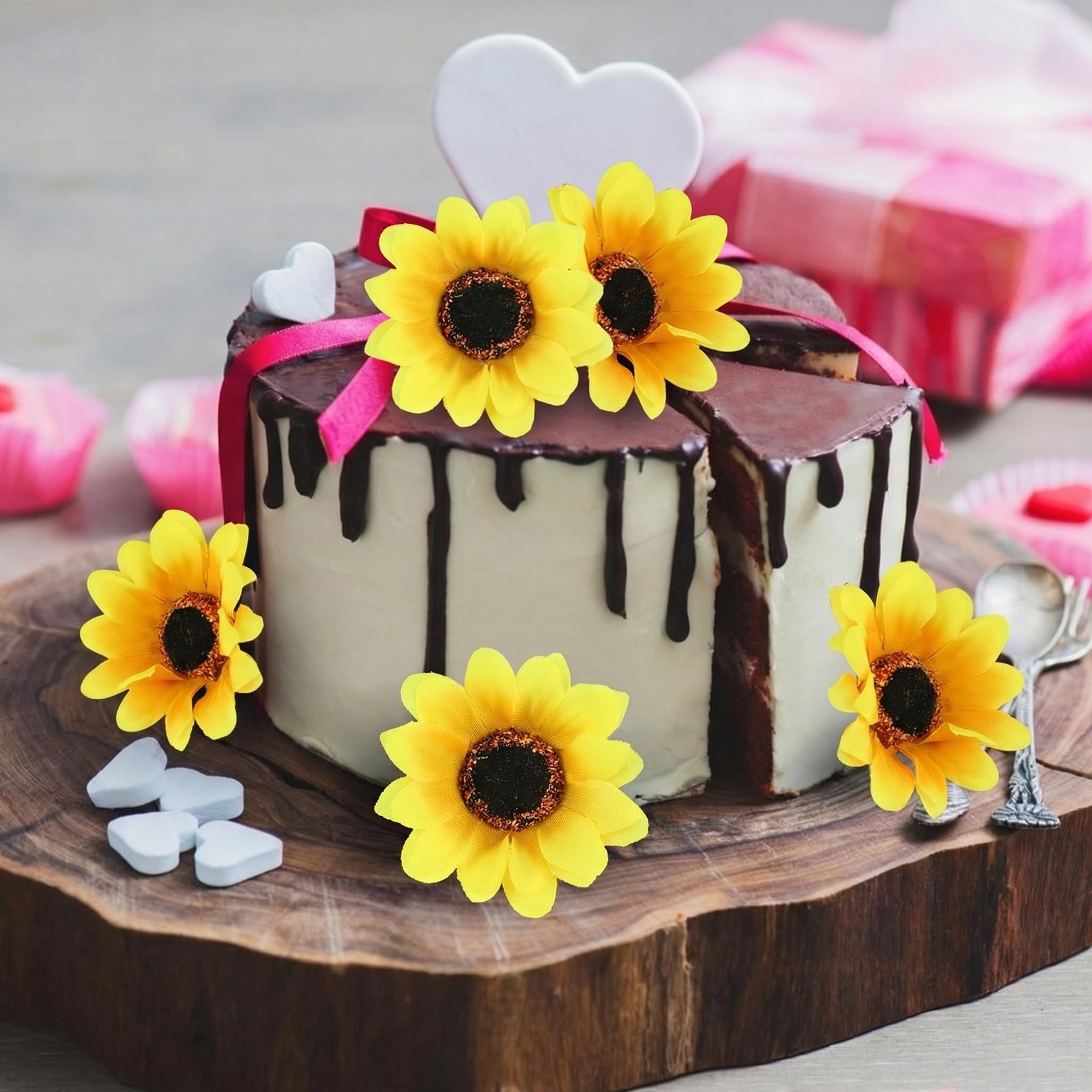 25pcs Fake Sunflowers Heads – 2.8” Artificial Spring Flowers for DIY Crafts, …