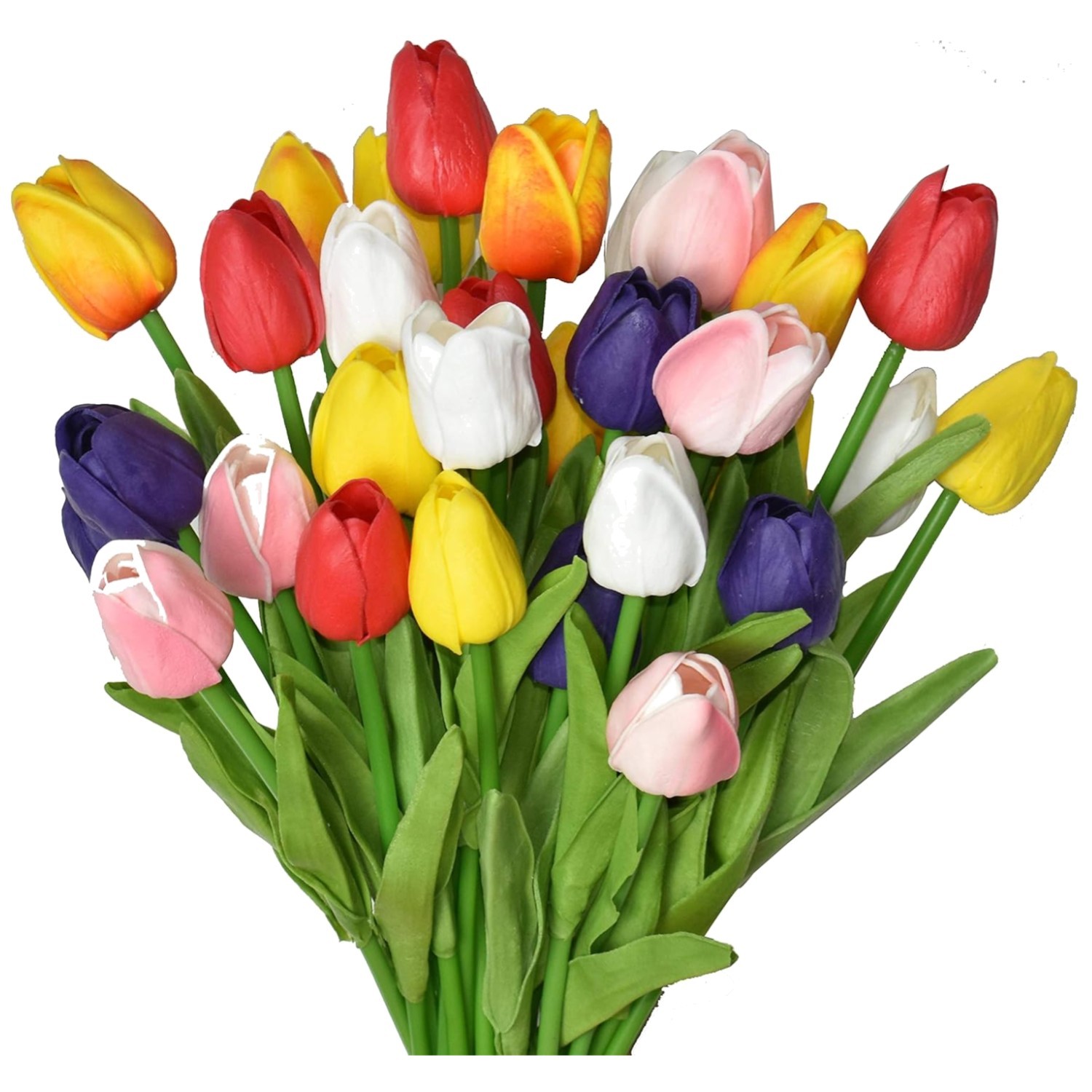 Vivid 24-Pc Faux Tulip Set – Washable, Waterproof Floral Decor for Home & Office