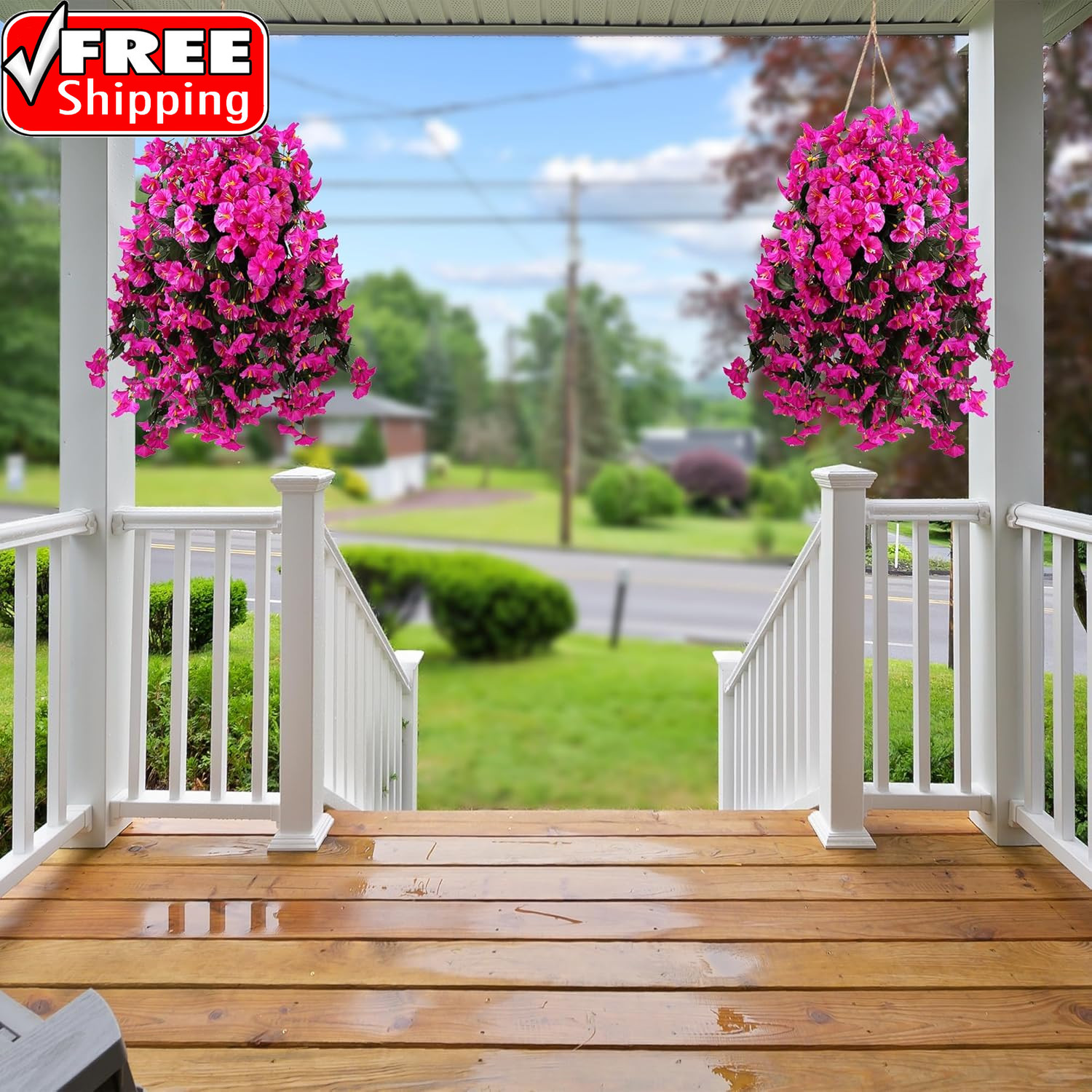 Artificial Fake Hanging Flowers Plants for Outdoor outside Spring Summer Decorat